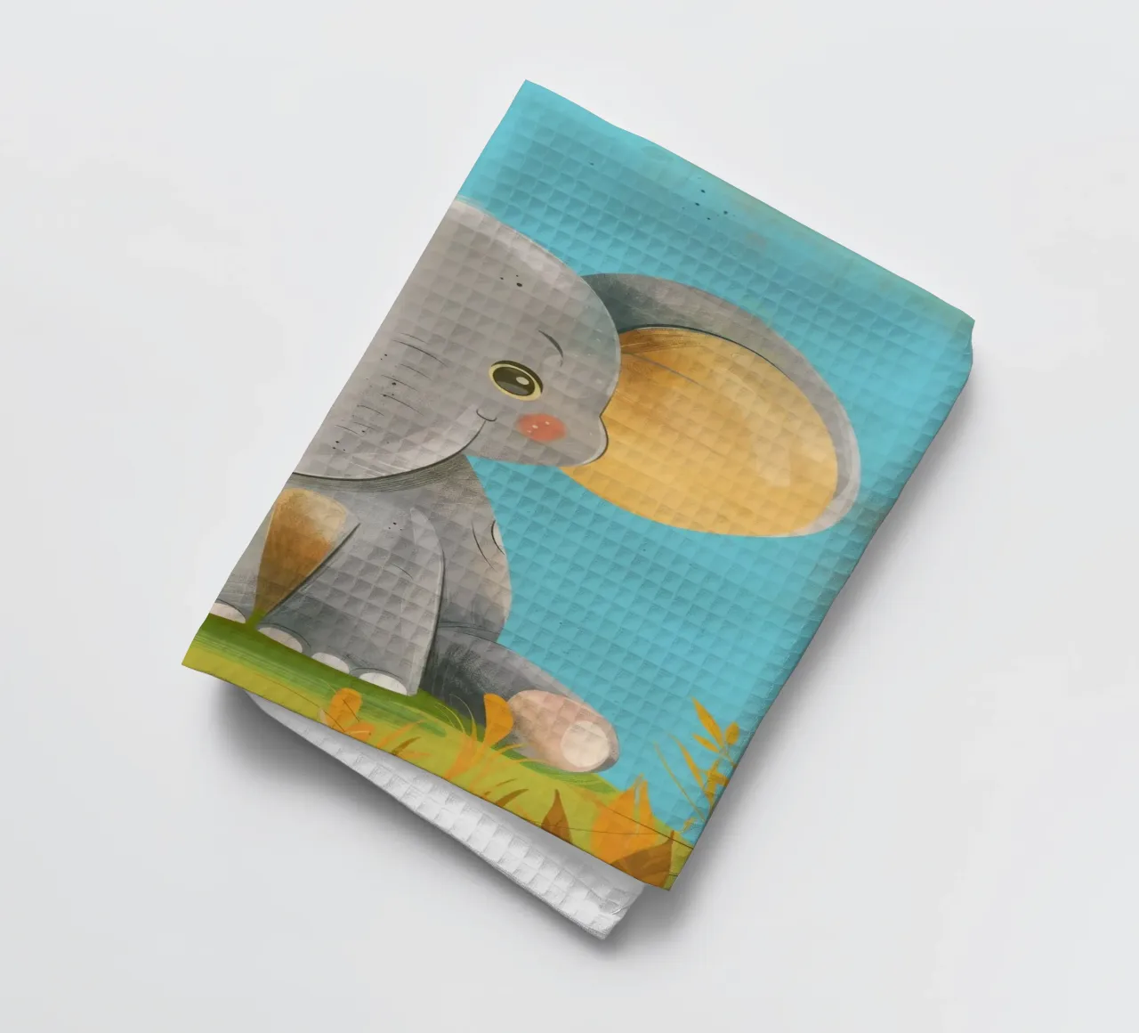 Chubby Cheek Elephant tea towel by DesignDoodle