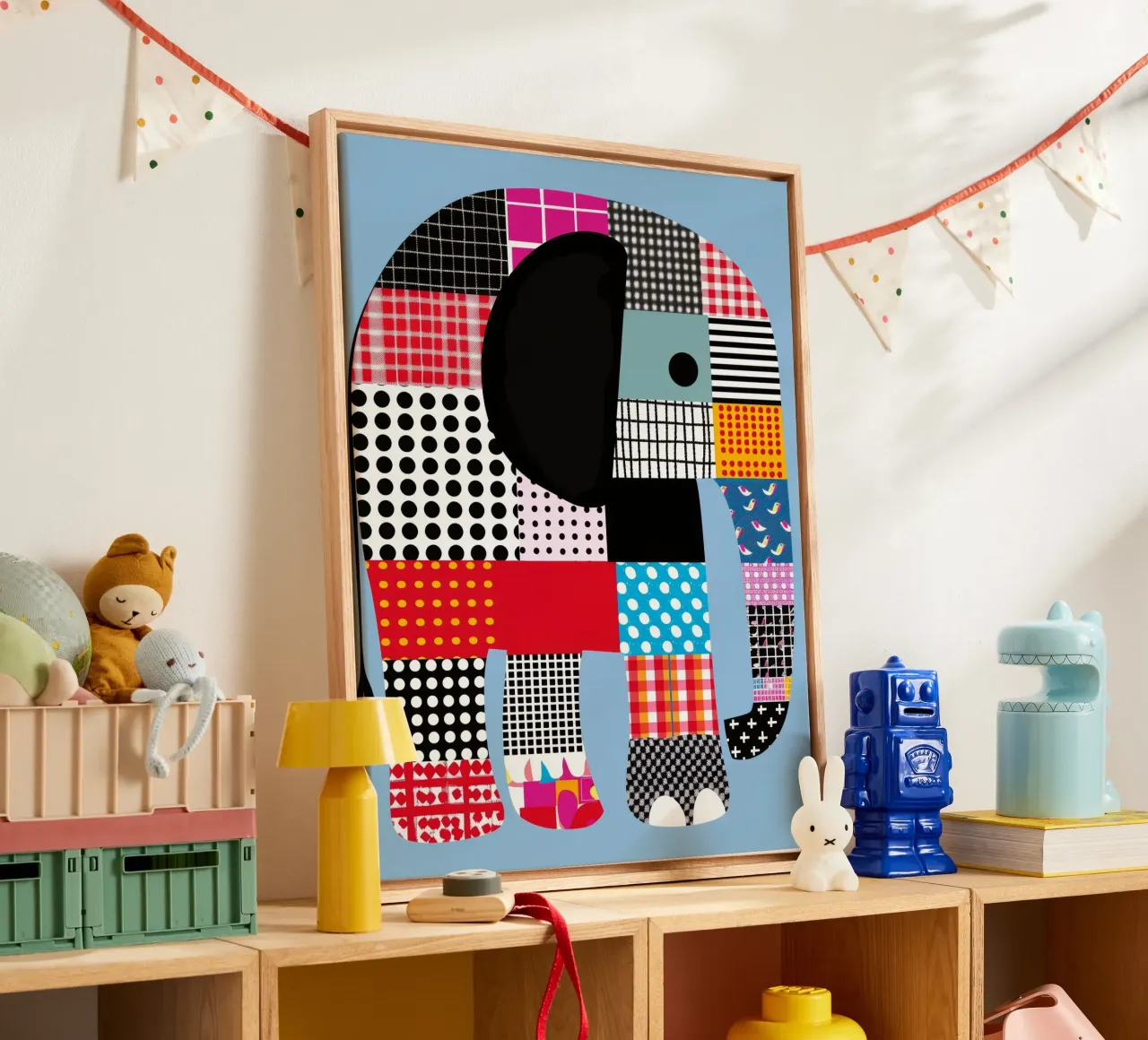 Mollige wang olifant canvas met Baklijst van DesignDoodle