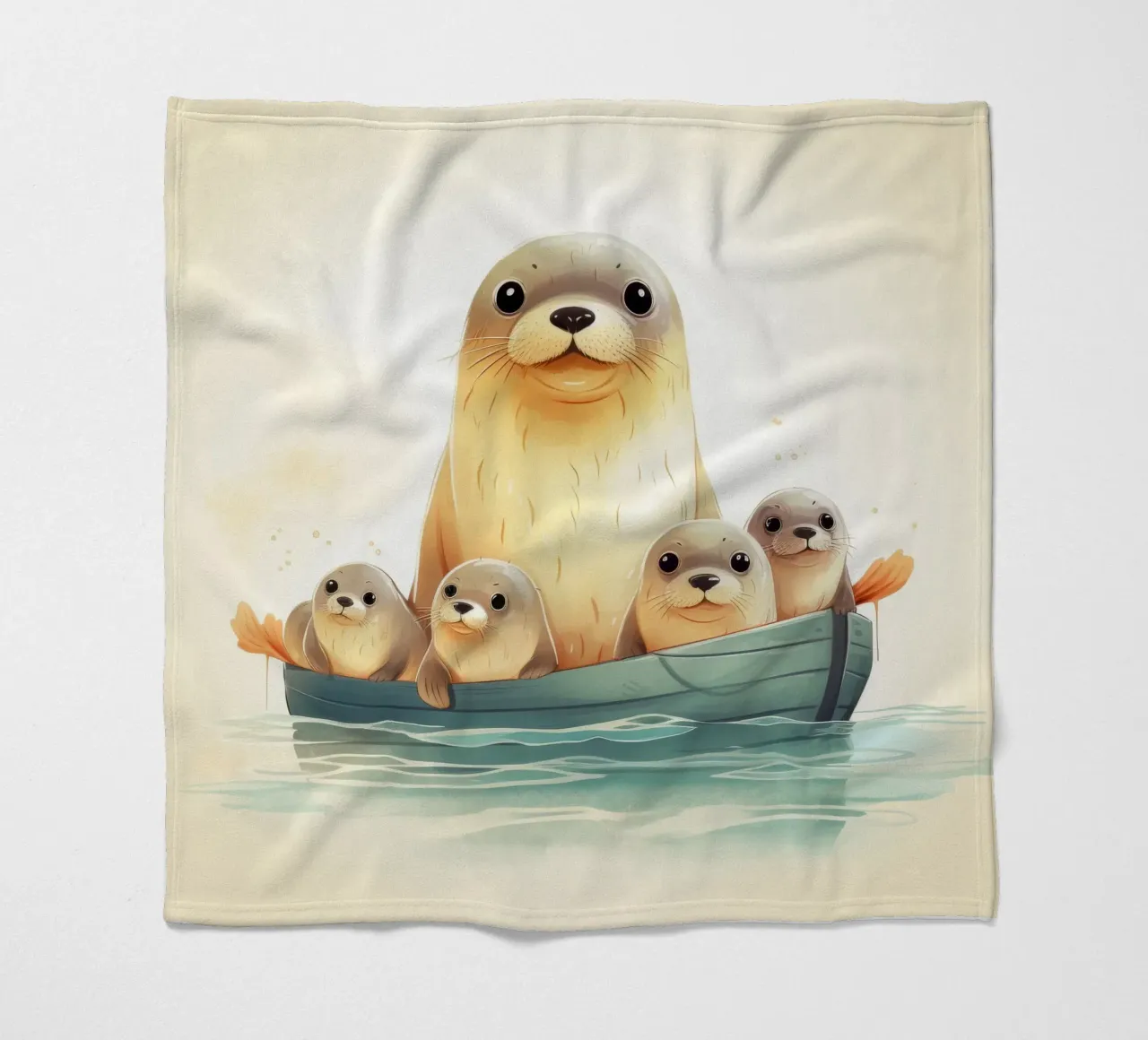 Retro Seal Gang fleece blanket by Funny Animals
