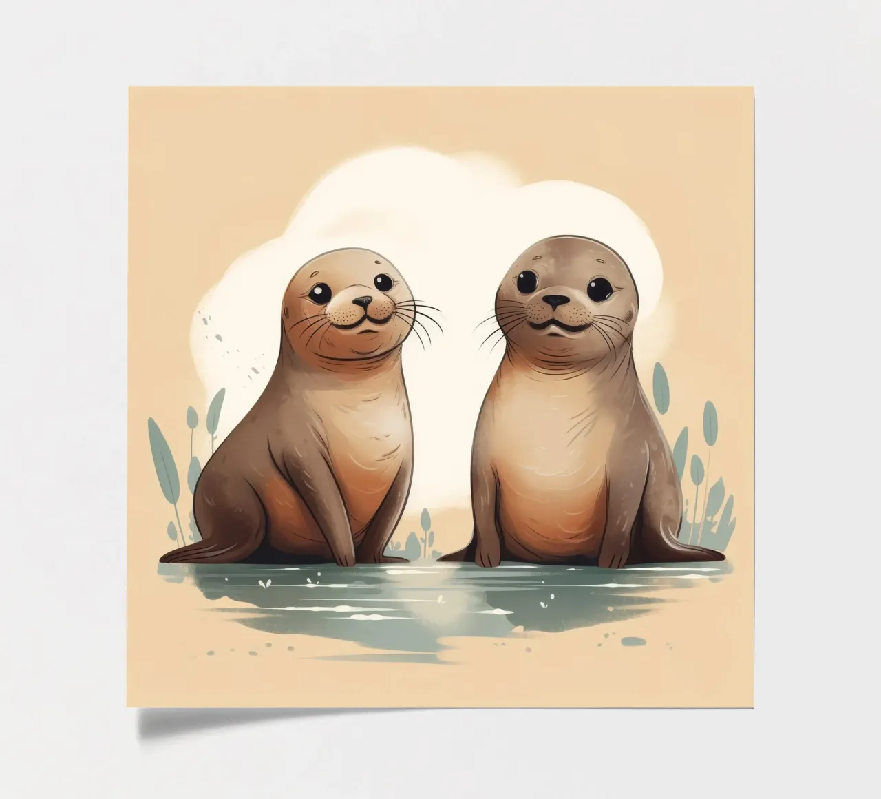 Retro Seal Duo Stickerbogen von Funny Animals