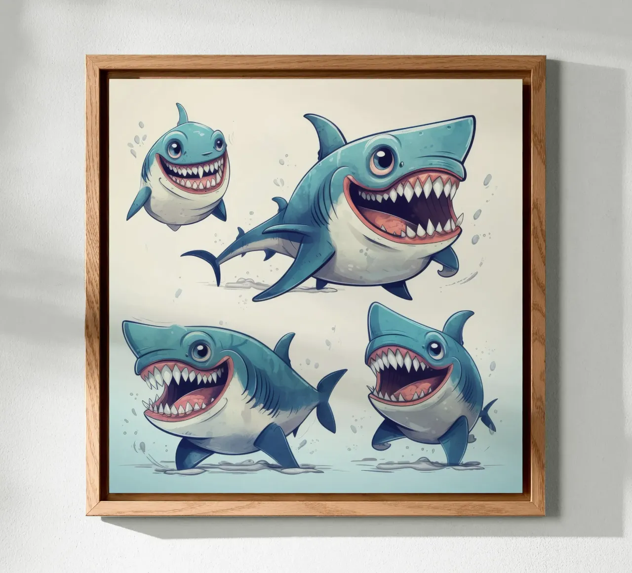 Pandilla Retro Shark aluminio dibond de Funny Animals