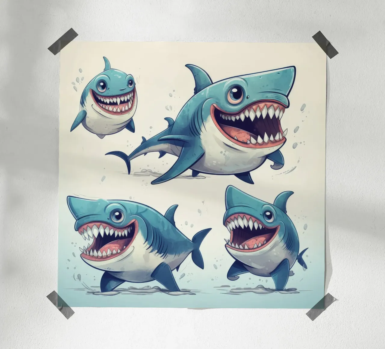Retro Shark Gang carta hahnemühle da Funny Animals