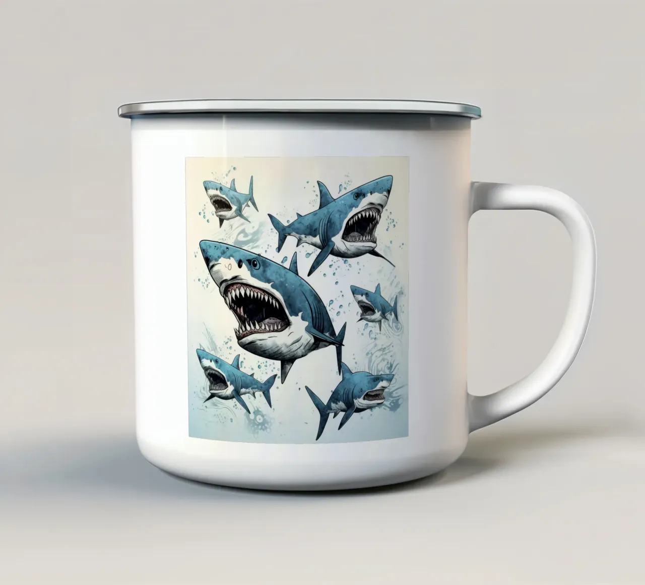 Retro Shark Gang tazza in smalto da Funny Animals