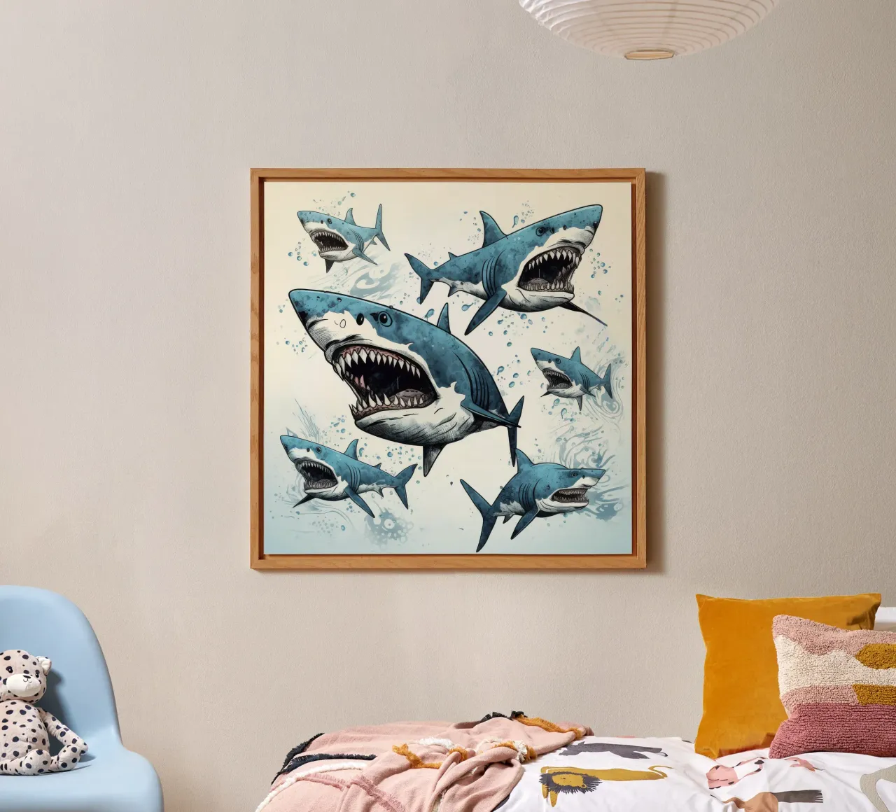Retro Shark Gang alluminio dibond da Funny Animals