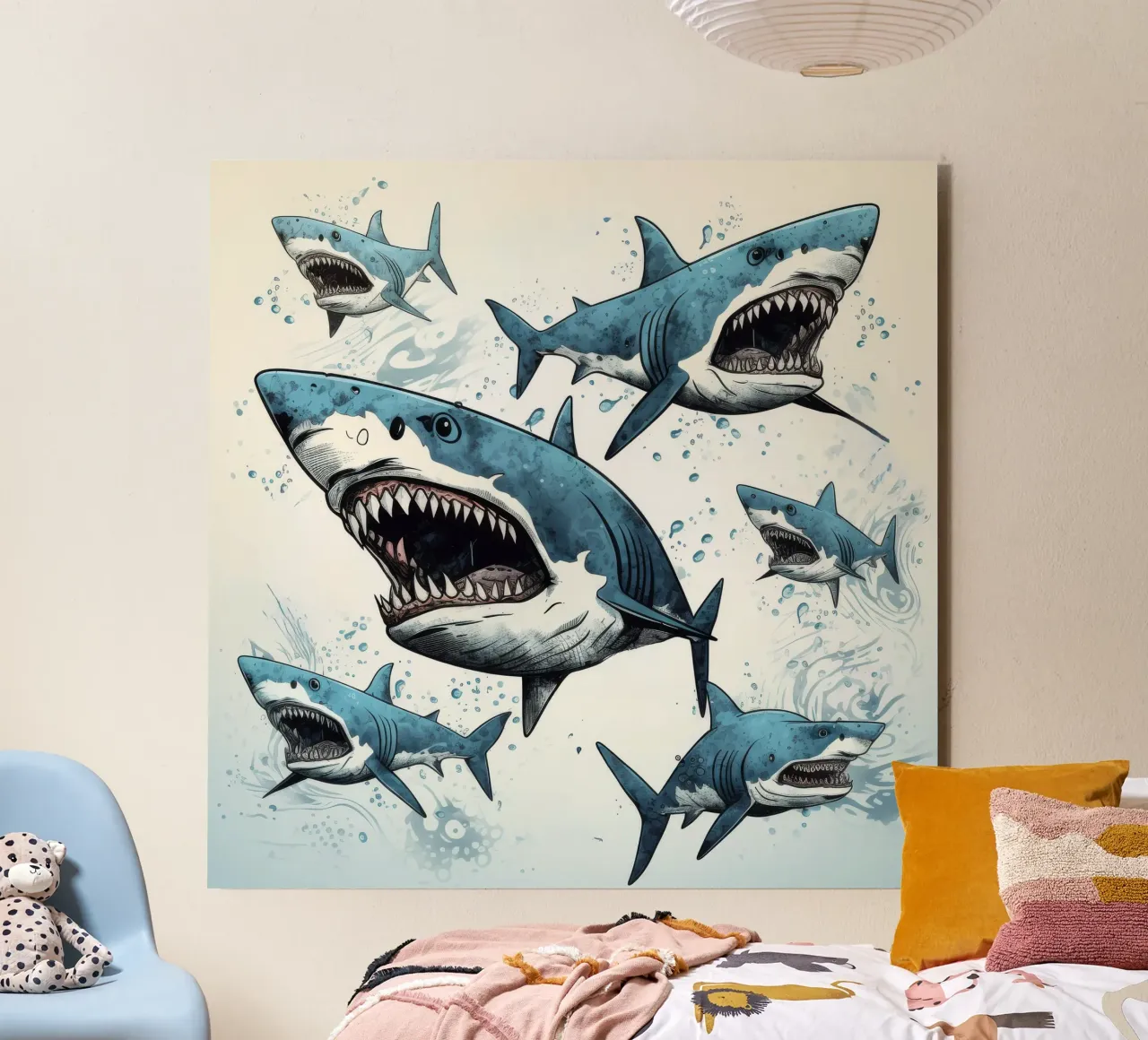 Retro Shark Gang alluminio dibond da Funny Animals