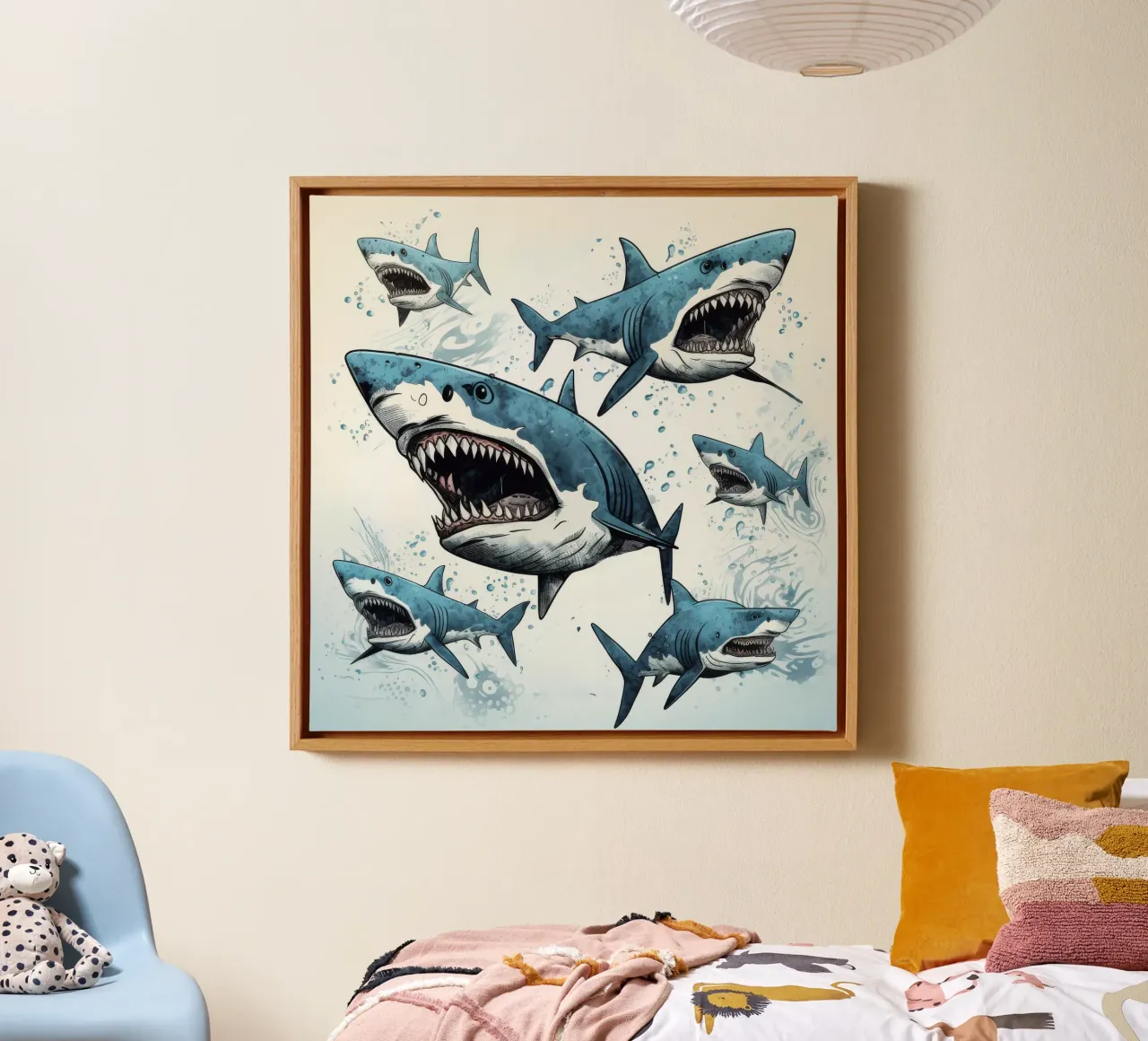 Retro Shark Gang canvas by Funny Animals