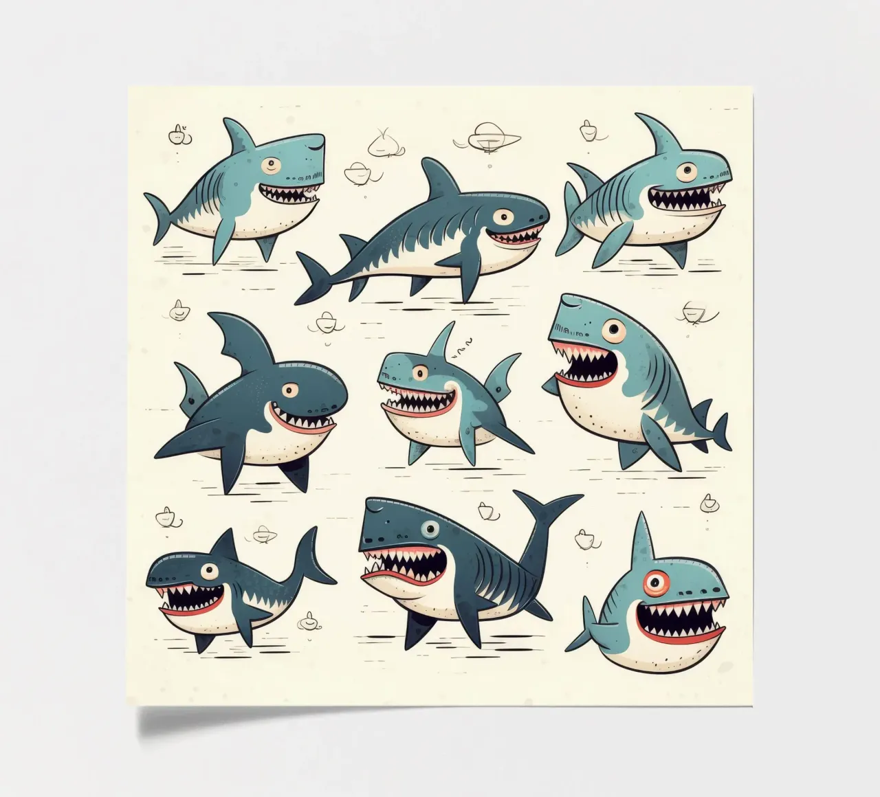 Retro-Haibande Stickerbogen von Funny Animals