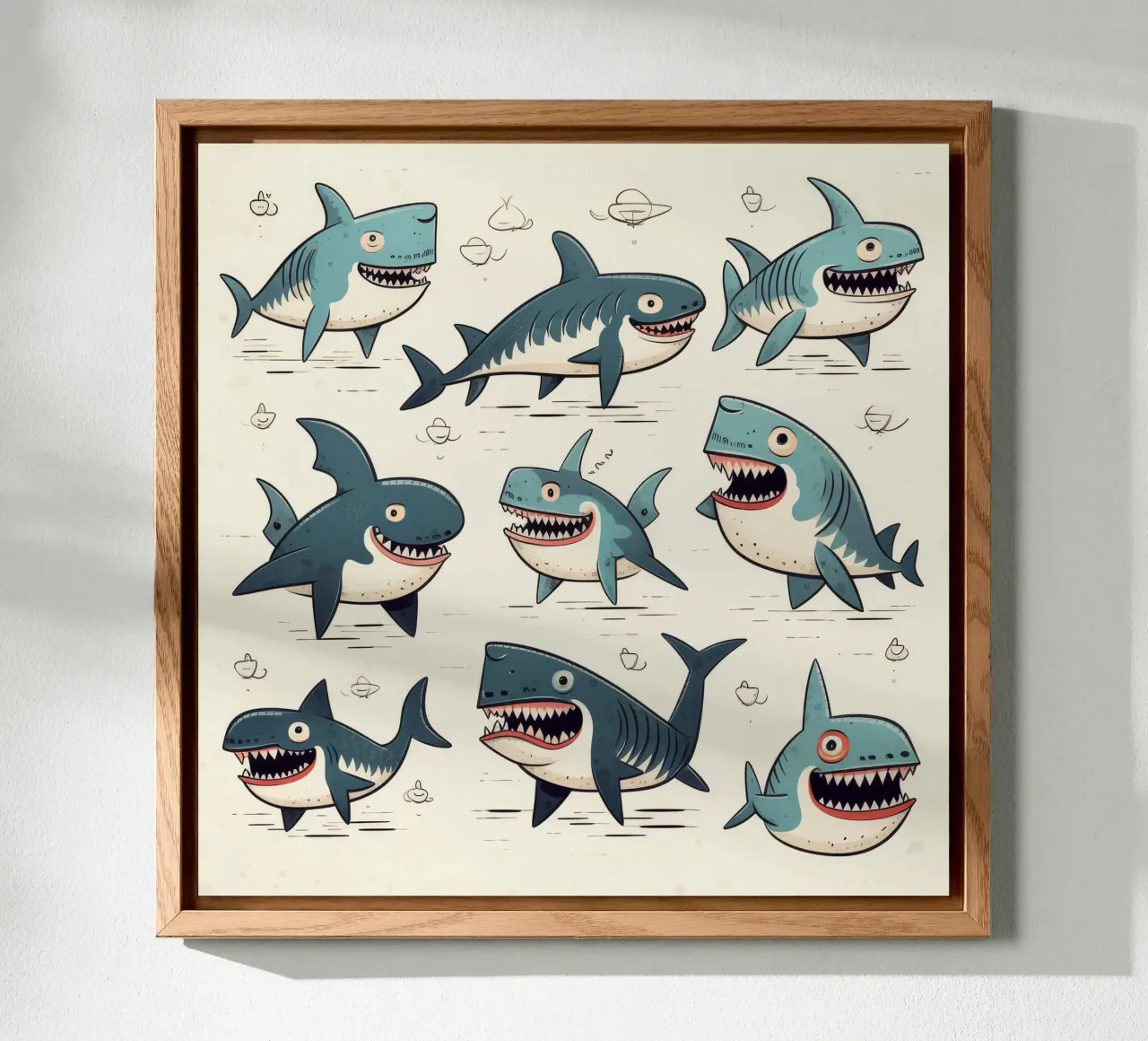 Retro Shark Gang alluminio dibond da Funny Animals