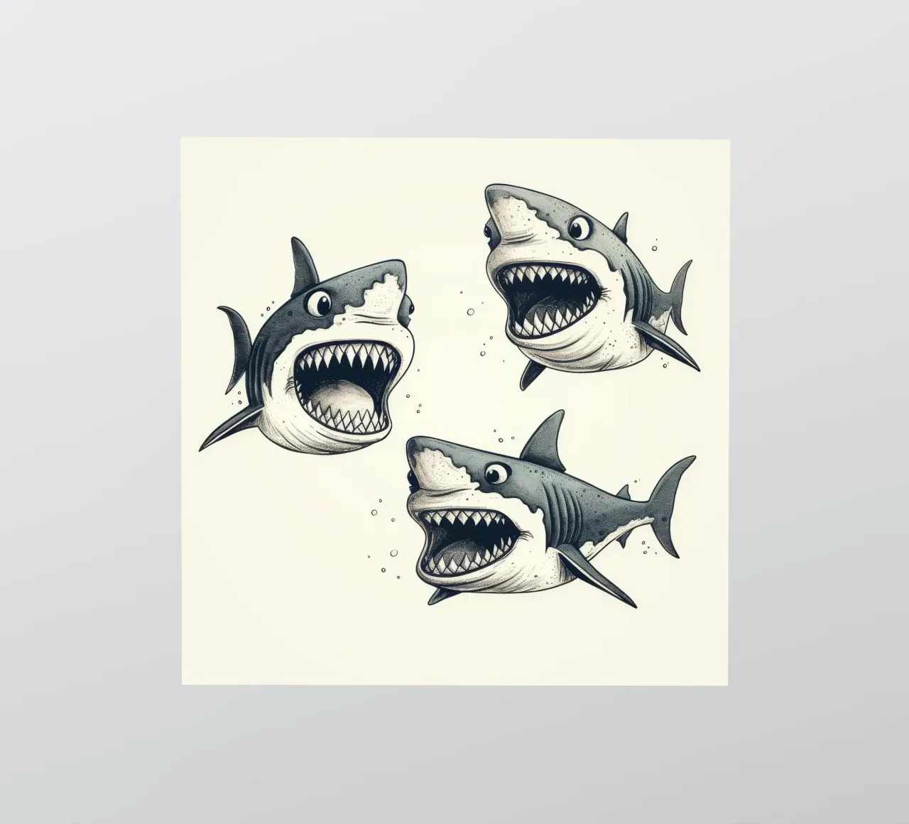 Pandilla Retro Shark pegatina de Funny Animals