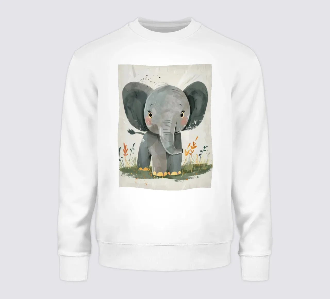 Elefante grigio con erba felpa da DesignDoodle