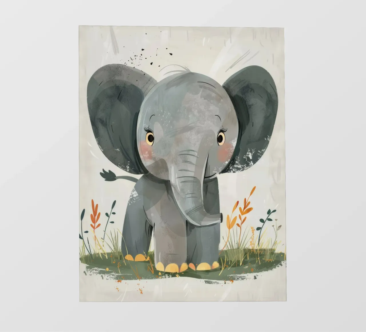Elefante grigio con erba pellicola backlit da DesignDoodle