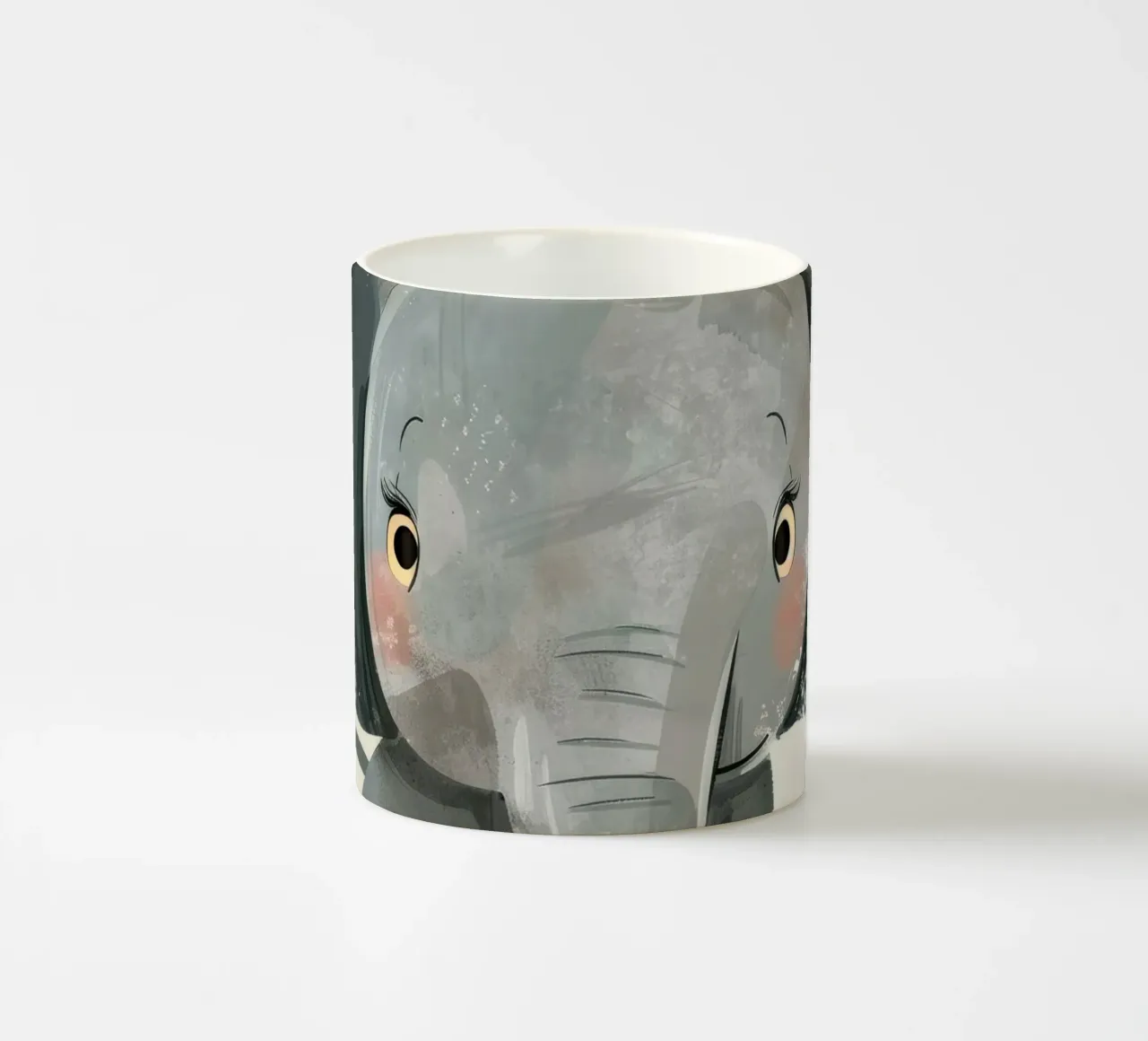 Gray Baby Elephant with Grass ceramic mug by DesignDoodle