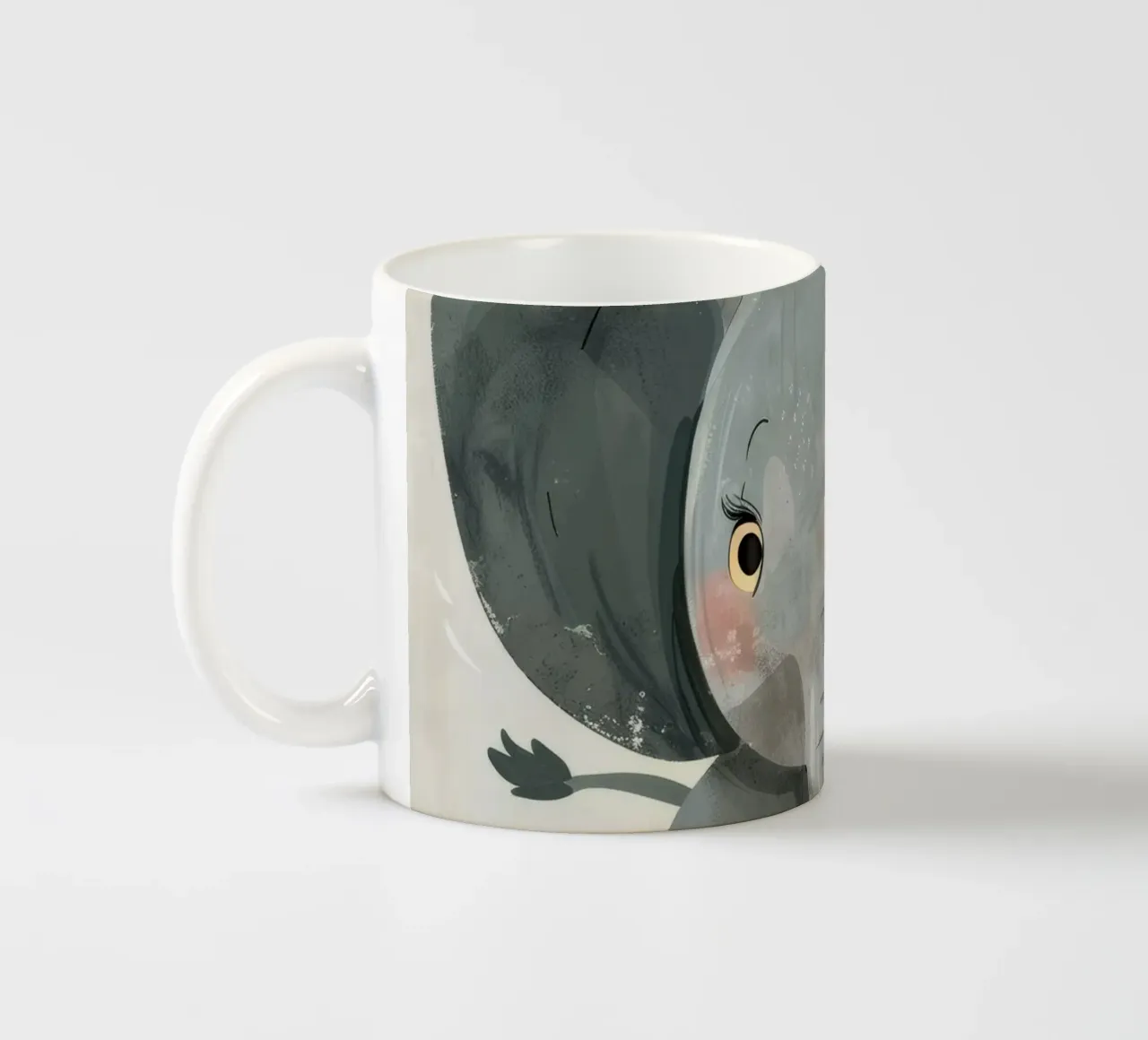 Gray Baby Elephant with Grass ceramic mug by DesignDoodle