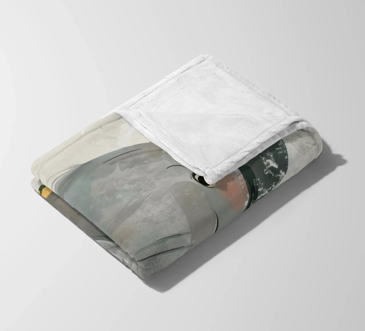 Gray Baby Elephant with Grass fleece blanket by DesignDoodle
