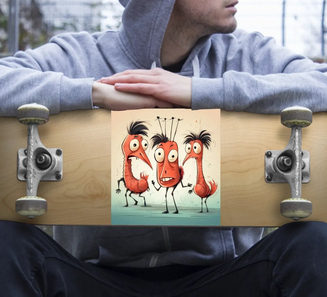 Pandilla de gambas retro pegatina de Funny Animals