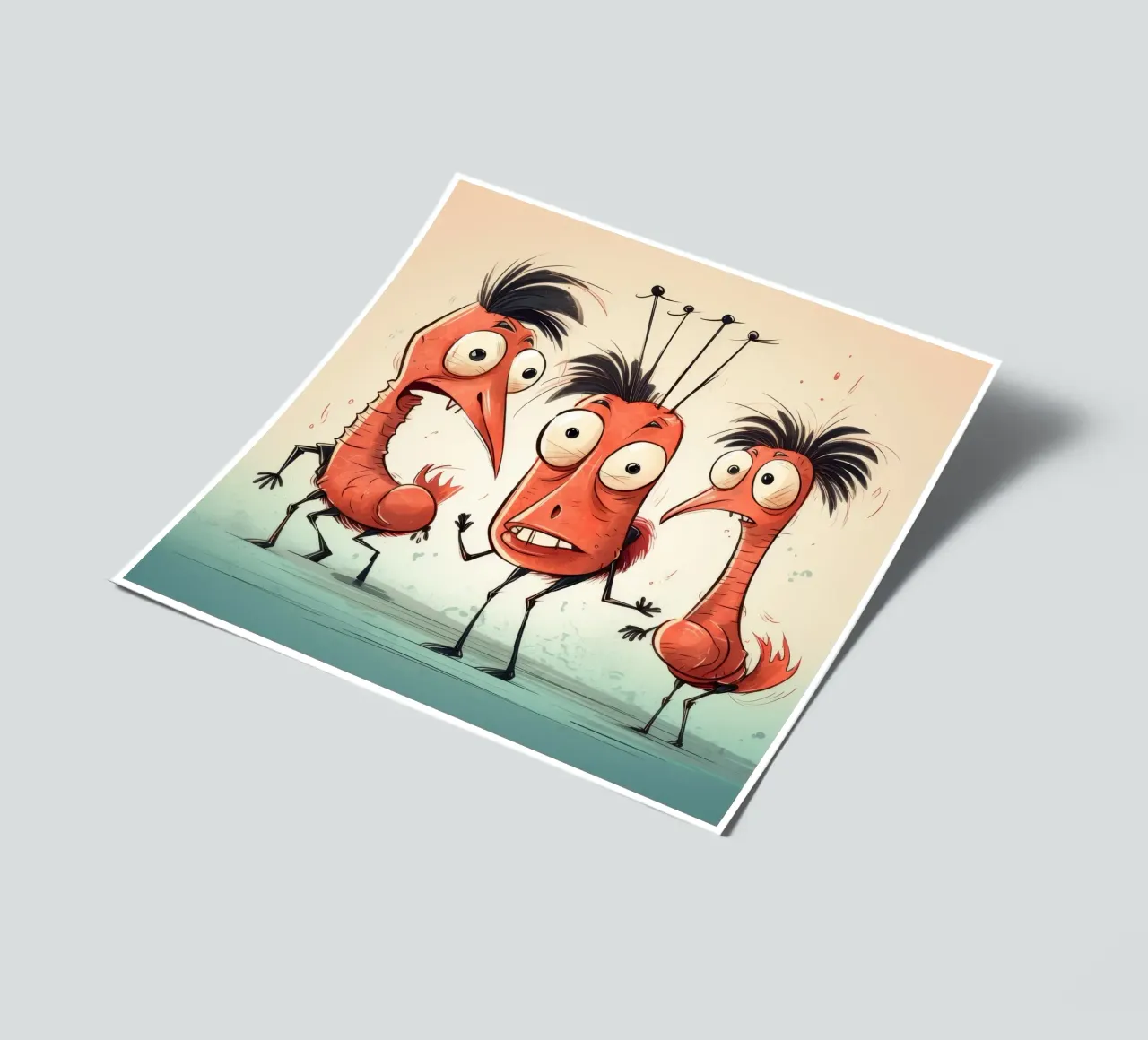 Gang di gamberi retrò foglio adesivo da Funny Animals