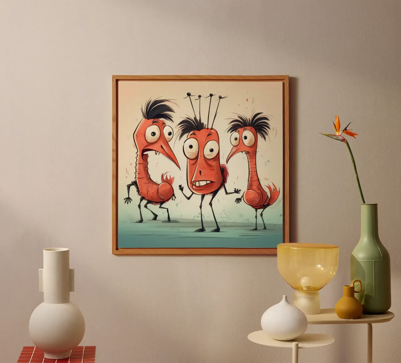 Gang di gamberi retrò alluminio dibond da Funny Animals