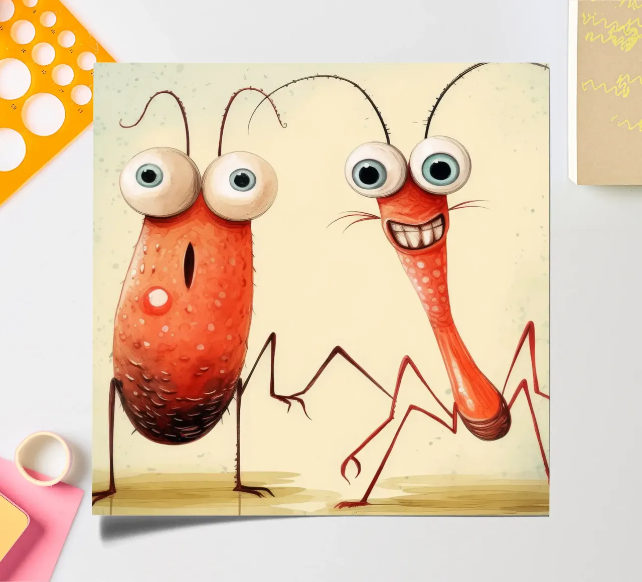 Retro Shrimp Duo sticker sheet by Funny Animals