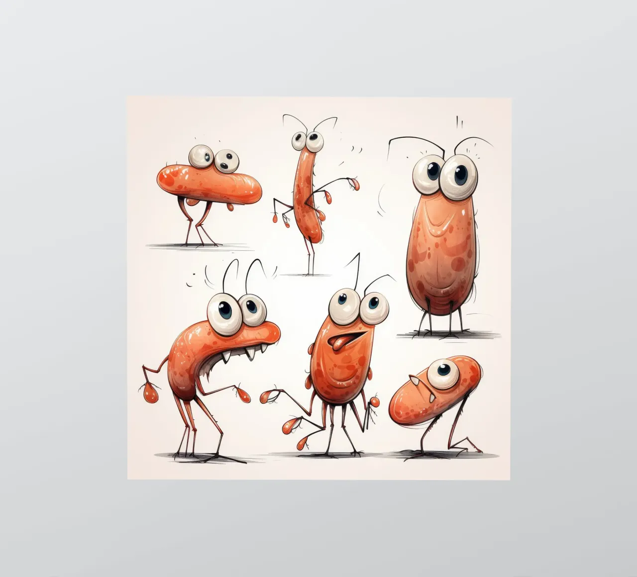 Pandilla de gambas retro pegatina de Funny Animals