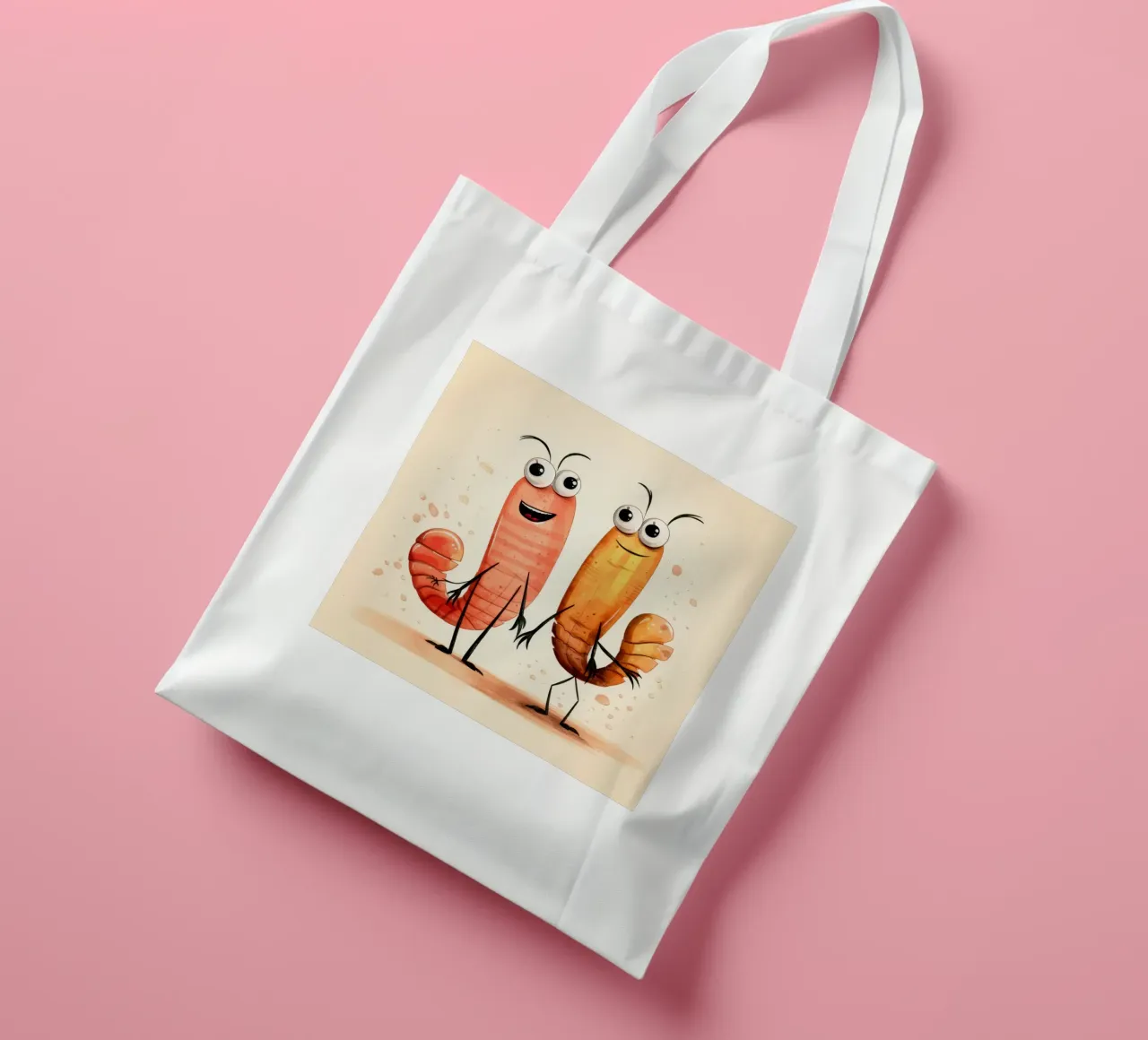 Retro Shrimp Duo tote bag by Funny Animals