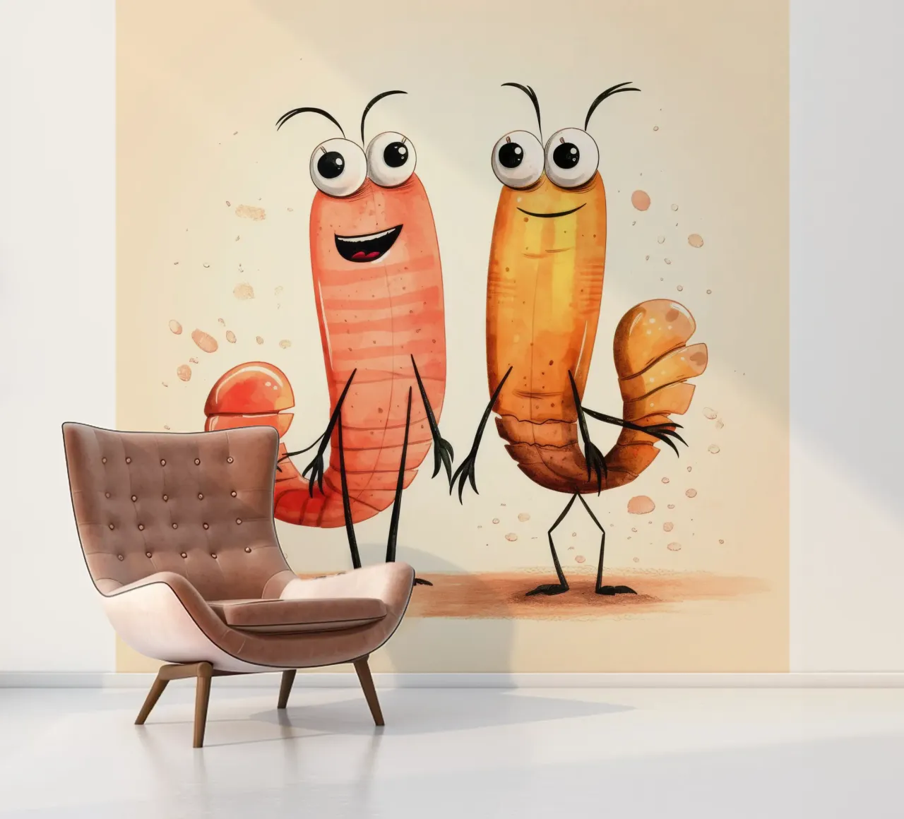 Retro Shrimp Duo photo wallpaper by Funny Animals