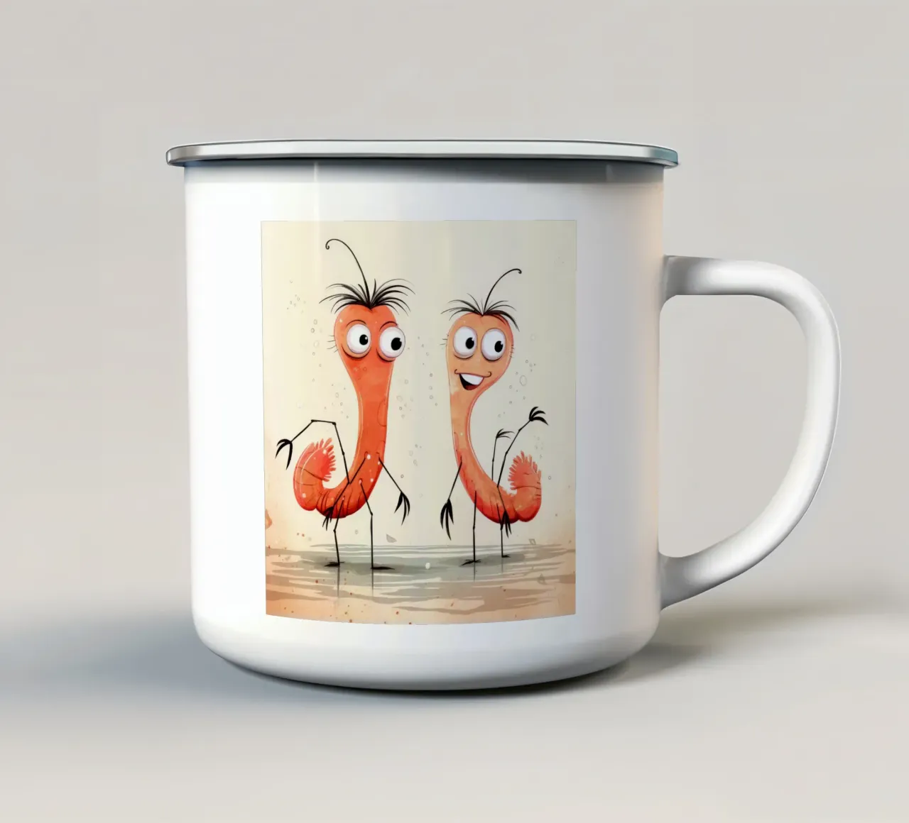 Duo di gamberi retrò tazza in smalto da Funny Animals