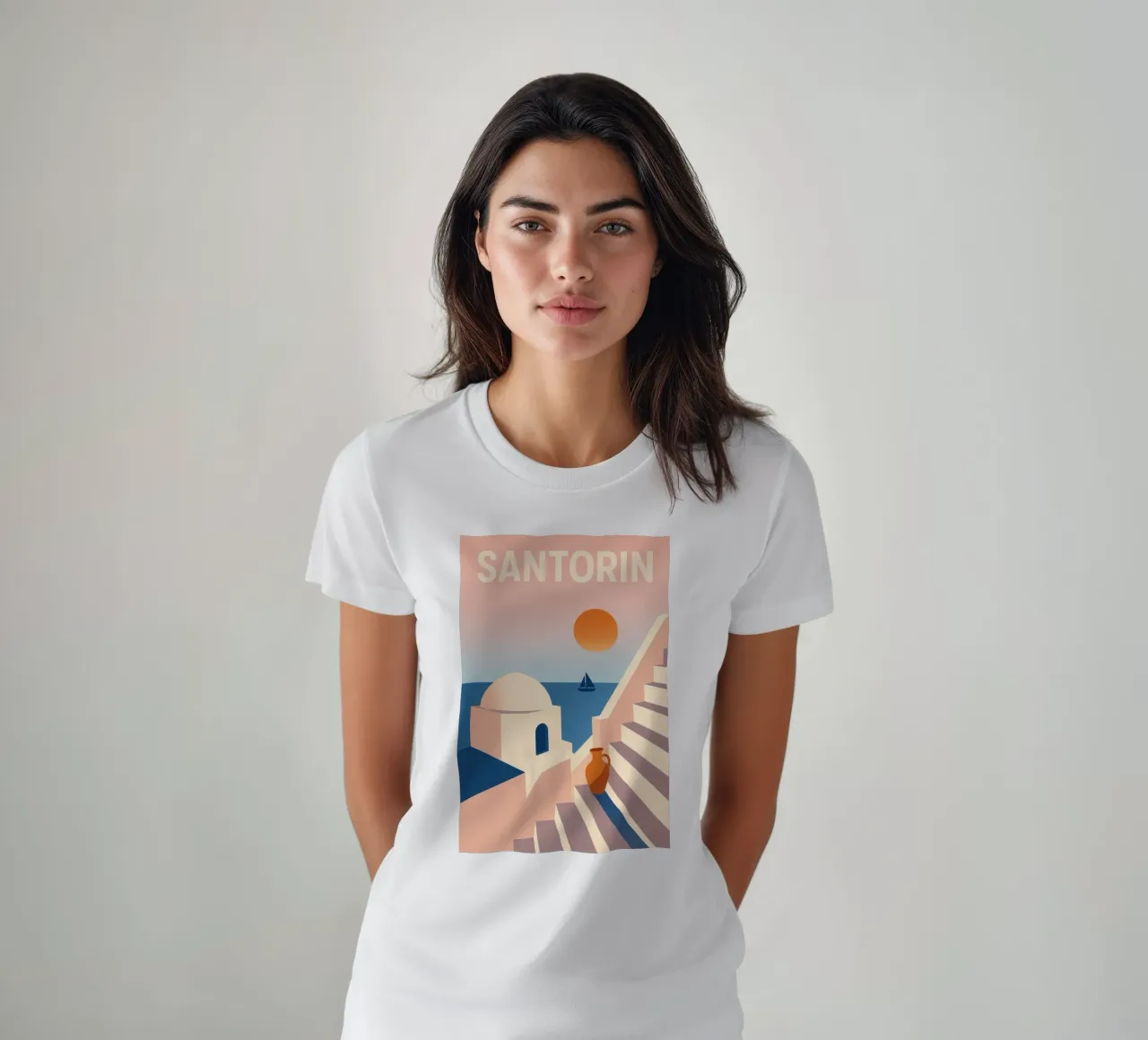 SANTORIN - I passi per la fuga t-shirt da JETLAG | affiches voyage