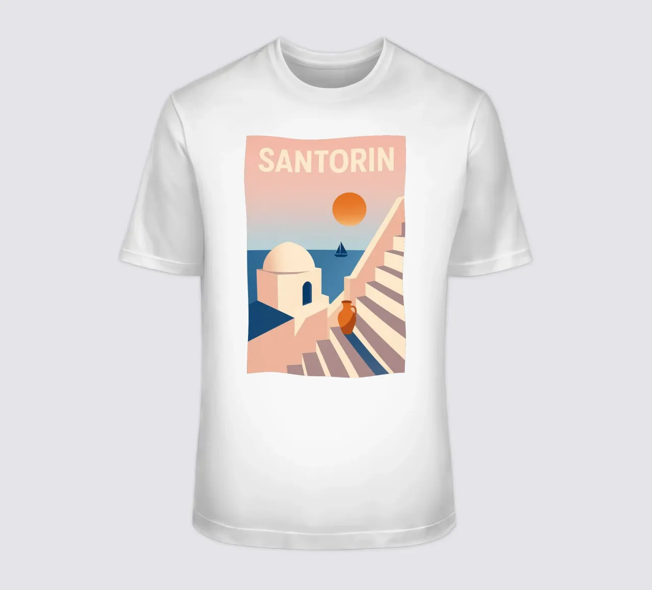 SANTORIN - I passi per la fuga t-shirt da JETLAG | affiches voyage