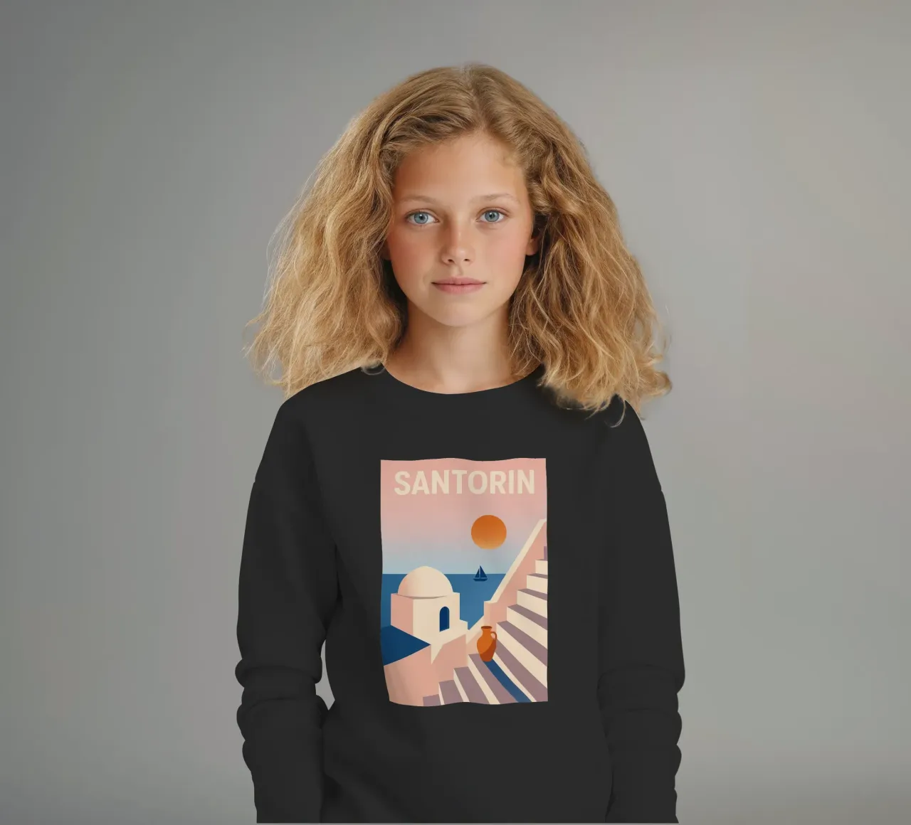 SANTORIN - I passi per la fuga felpa bambino da JETLAG | affiches voyage