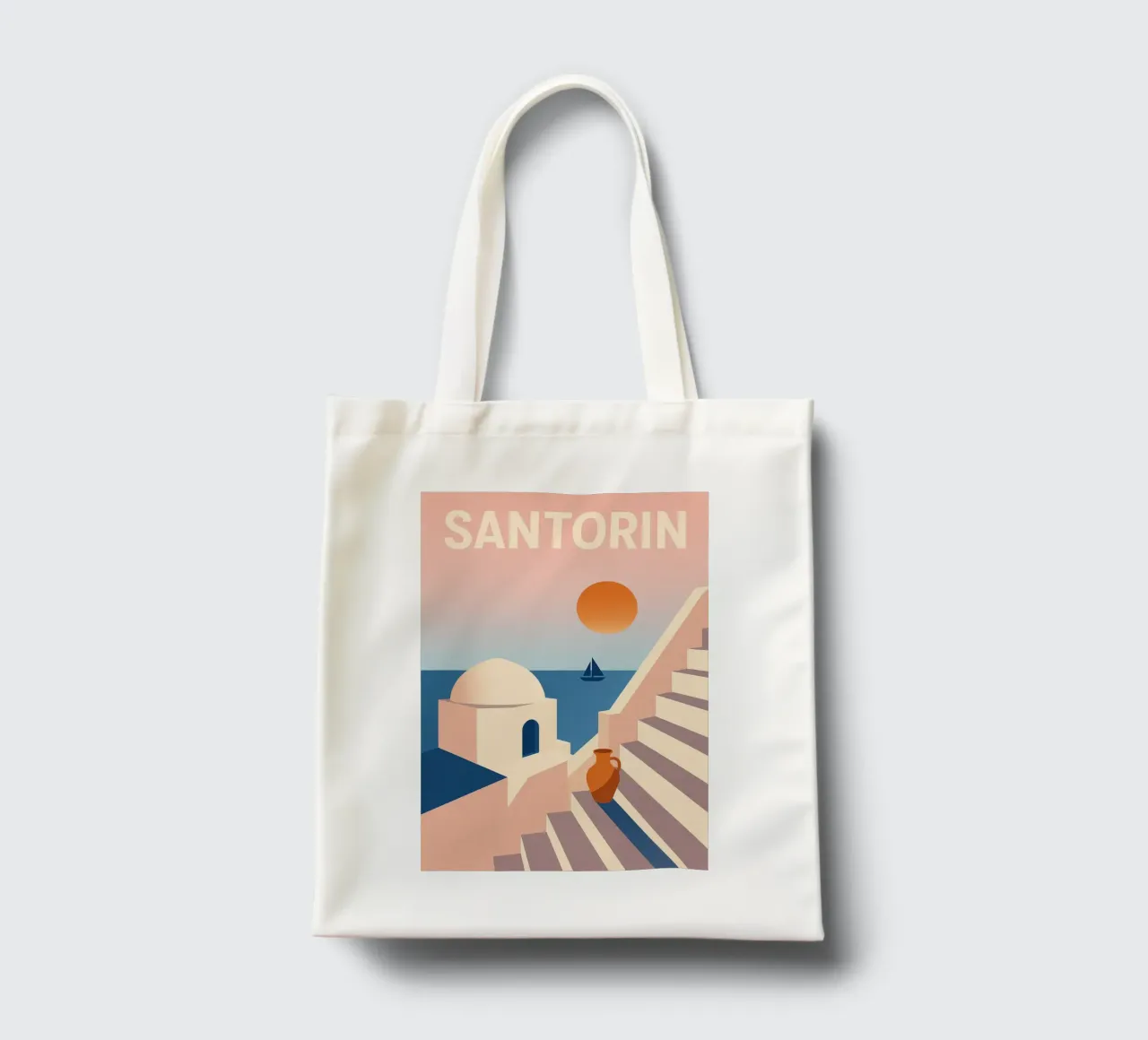 SANTORIN - I passi per la fuga borsa in juta da JETLAG | affiches voyage