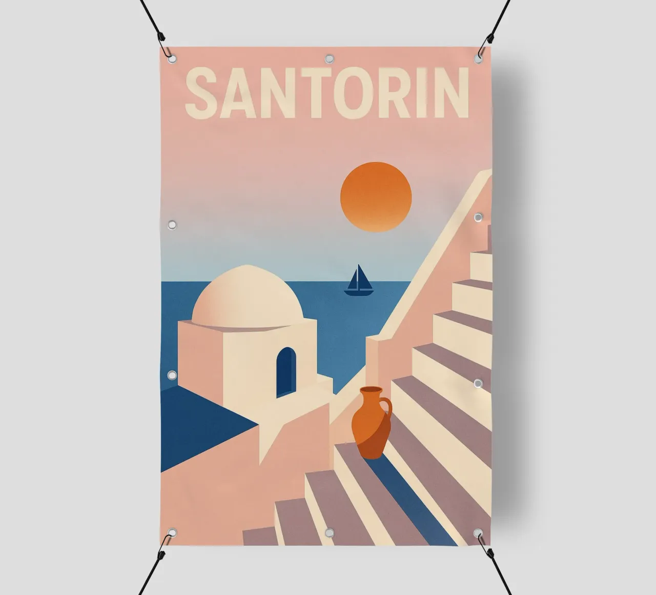 SANTORIN - I passi per la fuga telo in pvc da JETLAG | affiches voyage