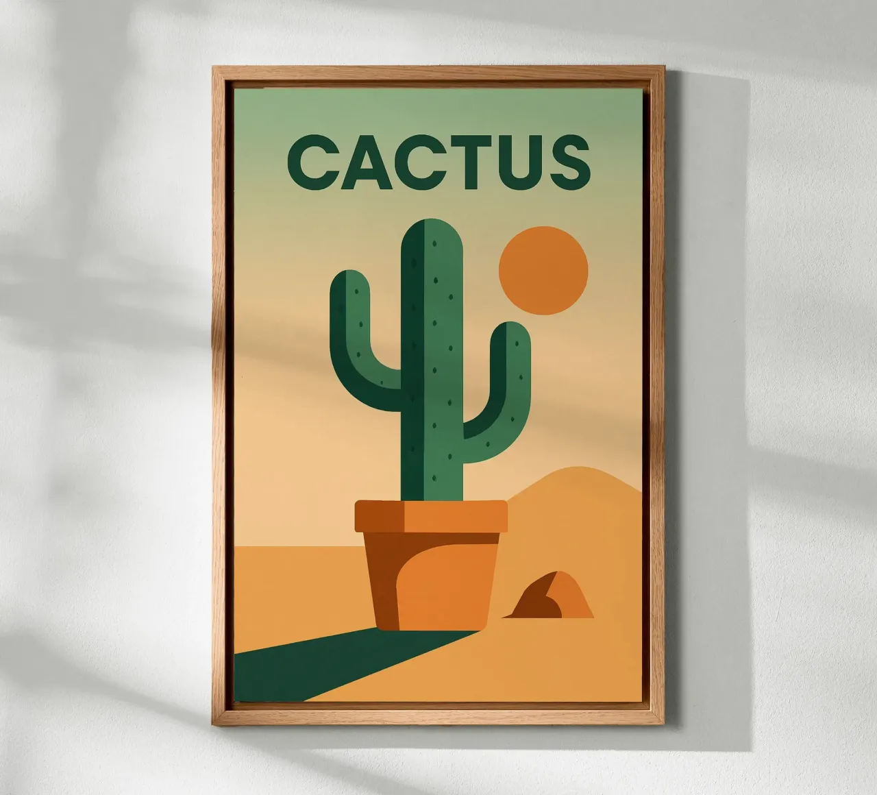 CACTUS - Warm minimalism and graphic desert canvas with Floater frame by JETLAG | affiches voyage