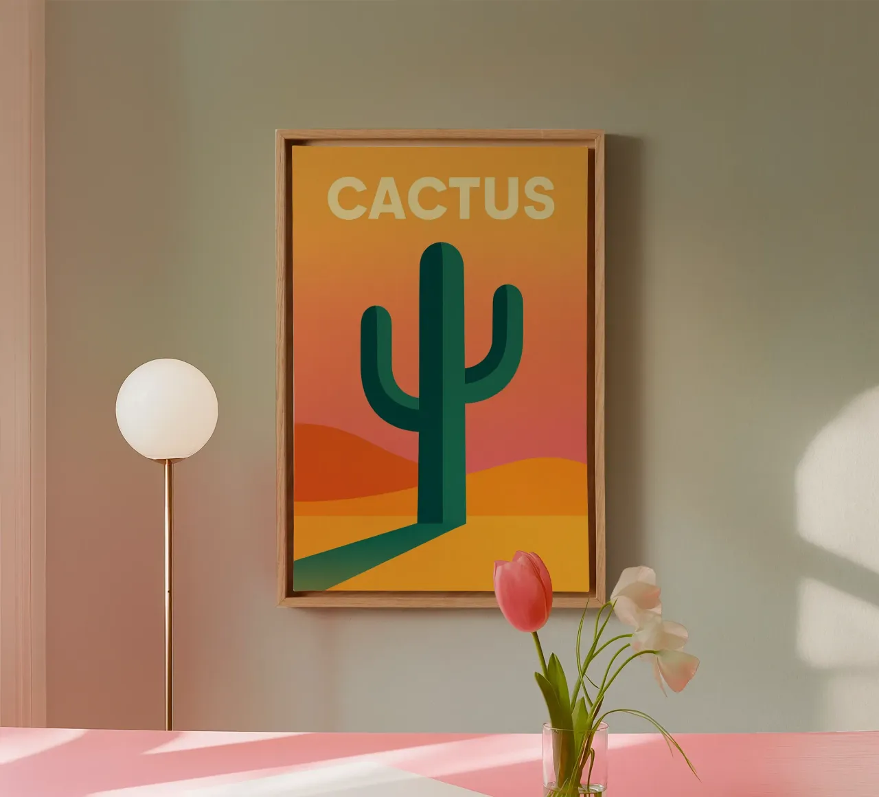 CACTUS - The graphic power of the desert canvas with Floater frame by JETLAG | affiches voyage