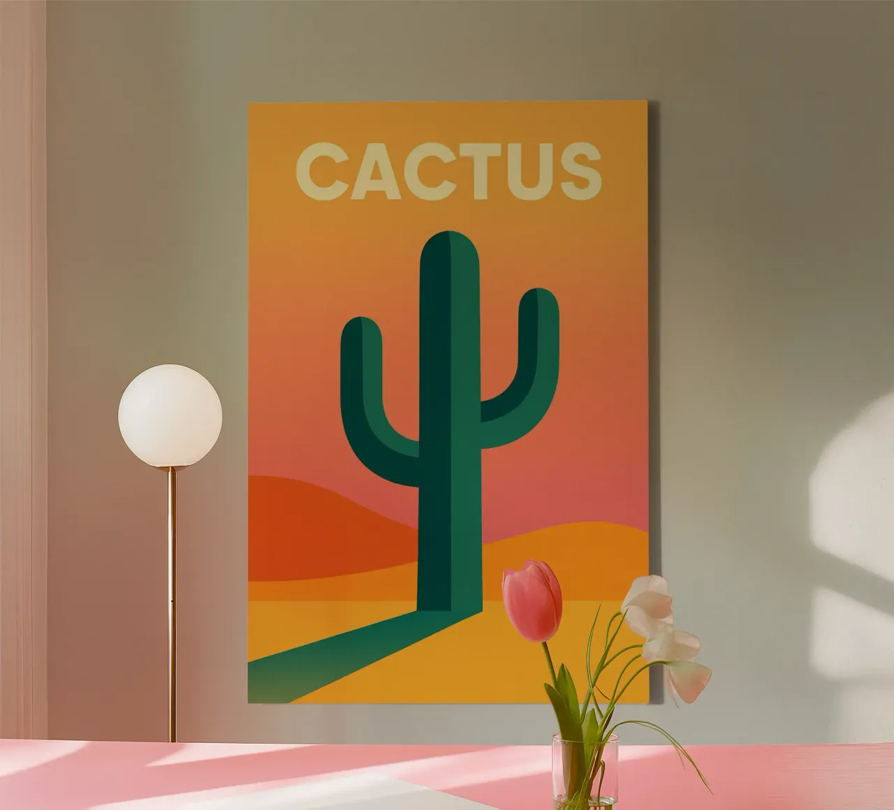 CACTUS - The graphic power of the desert canvas with Floater frame by JETLAG | affiches voyage