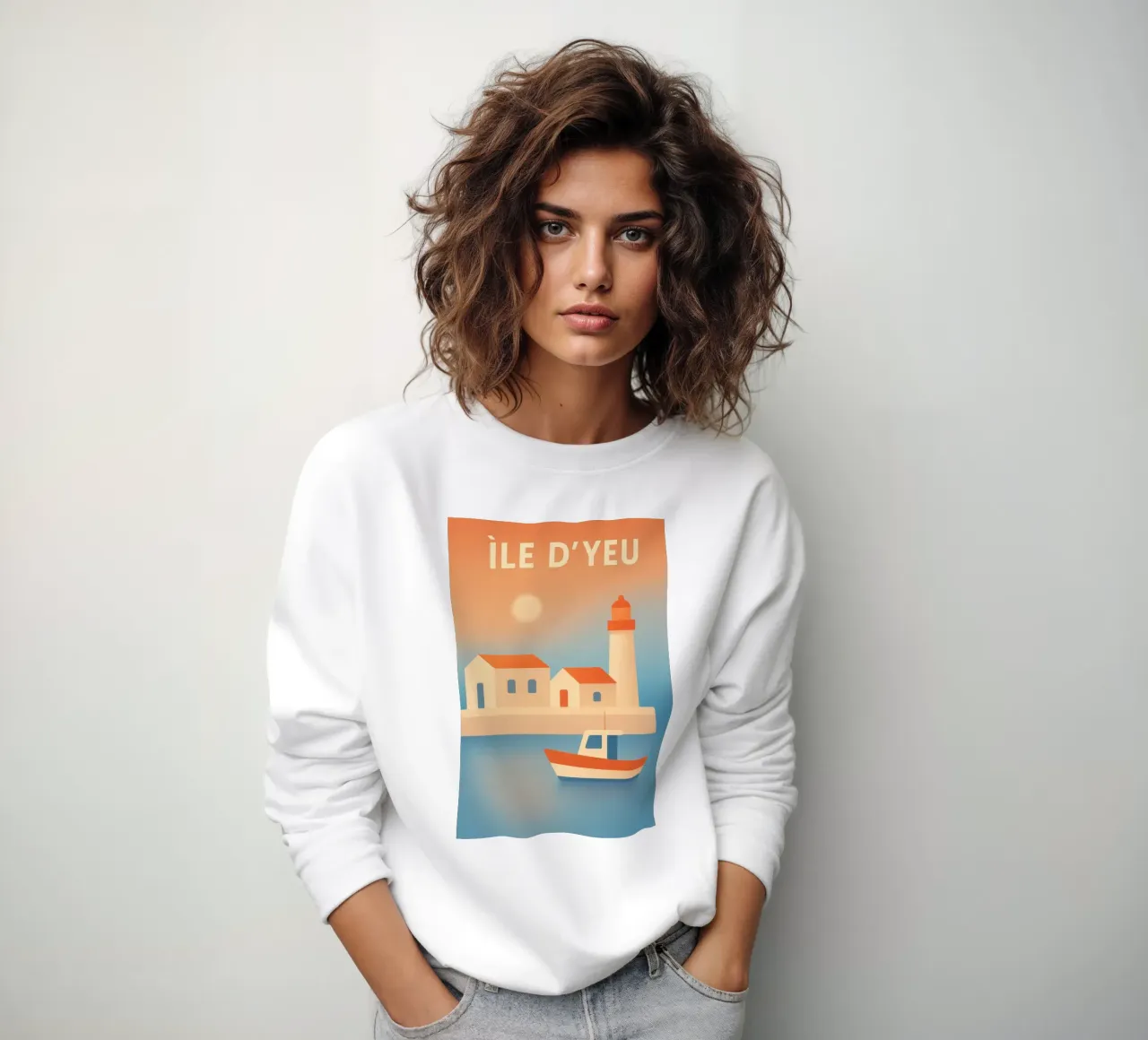 ÎLE D'YEU - Der ruhige Hafen unter der Sonne Sweatshirt von JETLAG | affiches voyage