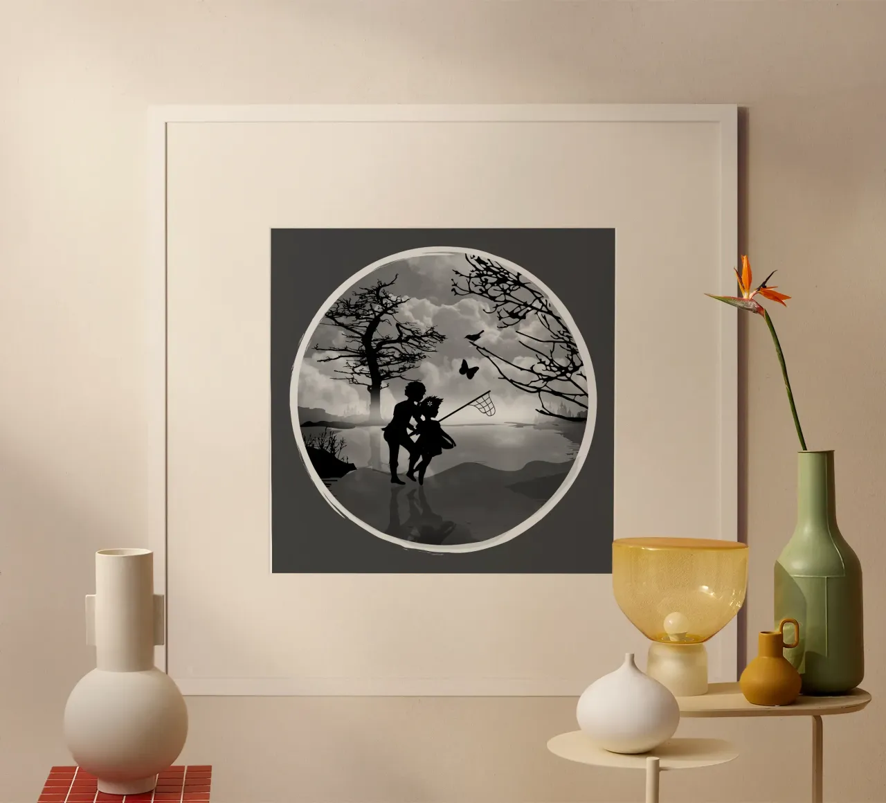 Acchiappafarfalle sul lago - nostalgicamente bello poster da namosh