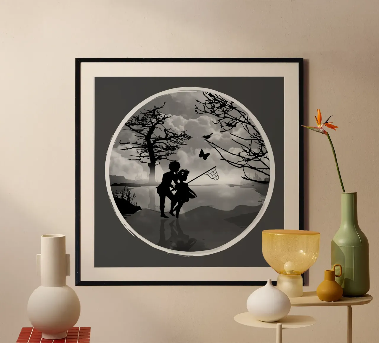 Acchiappafarfalle sul lago - nostalgicamente bello poster da namosh