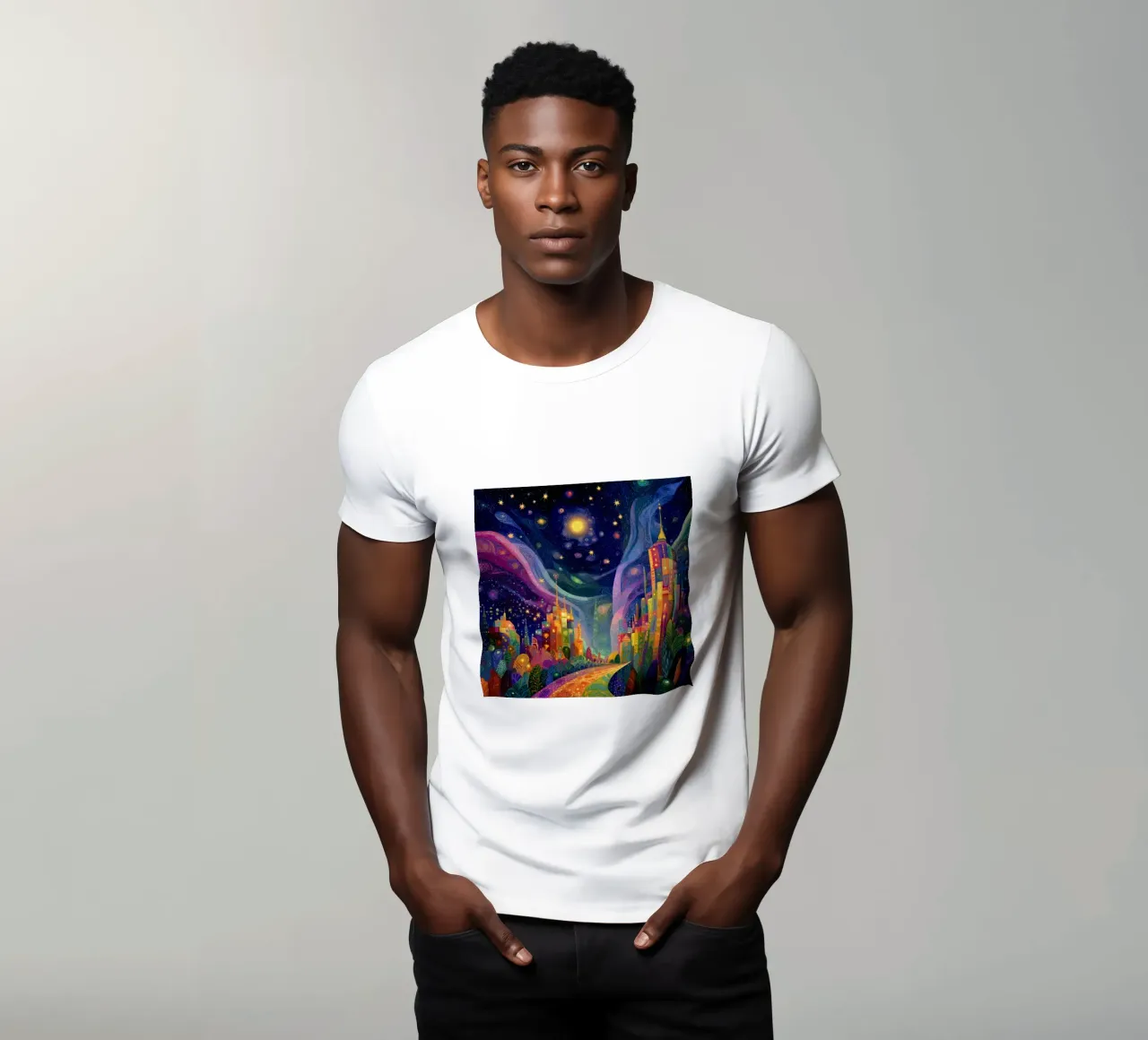 Pittura di città colorata (1) t-shirt da Motivate-Today