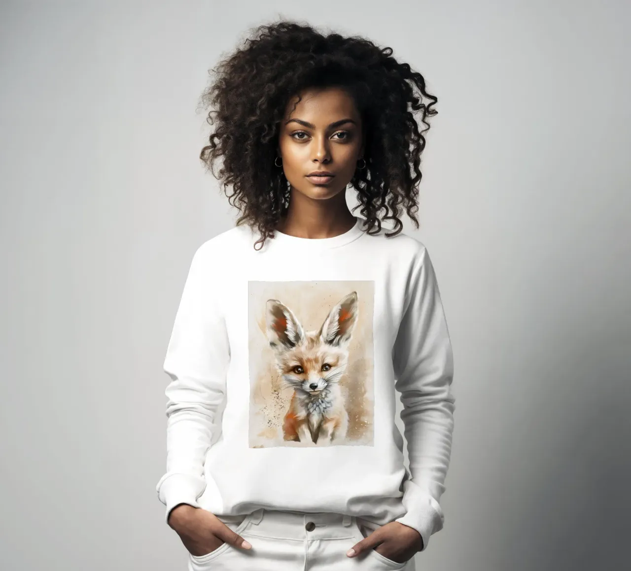 Simpatica volpe fennec con grandi orecchie e occhi espressivi felpa da DesignDoodle