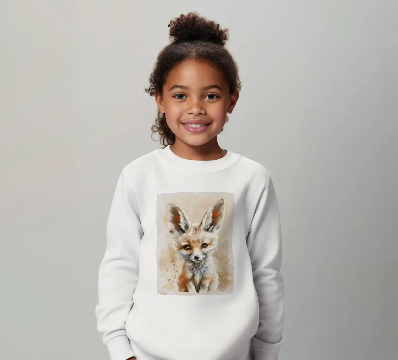 Simpatica volpe fennec con grandi orecchie e occhi espressivi felpa bambino da DesignDoodle