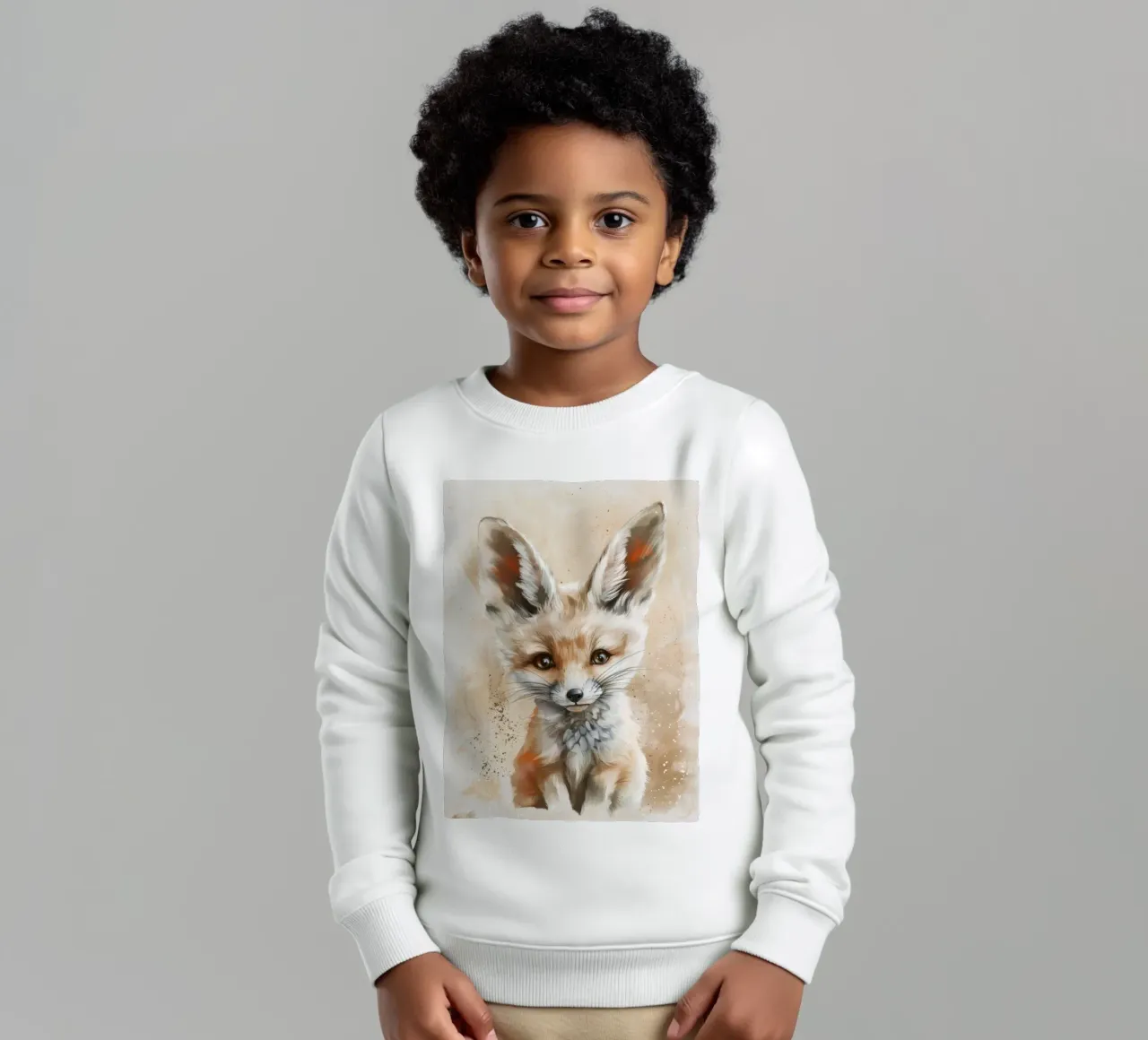 Simpatica volpe fennec con grandi orecchie e occhi espressivi felpa bambino da DesignDoodle