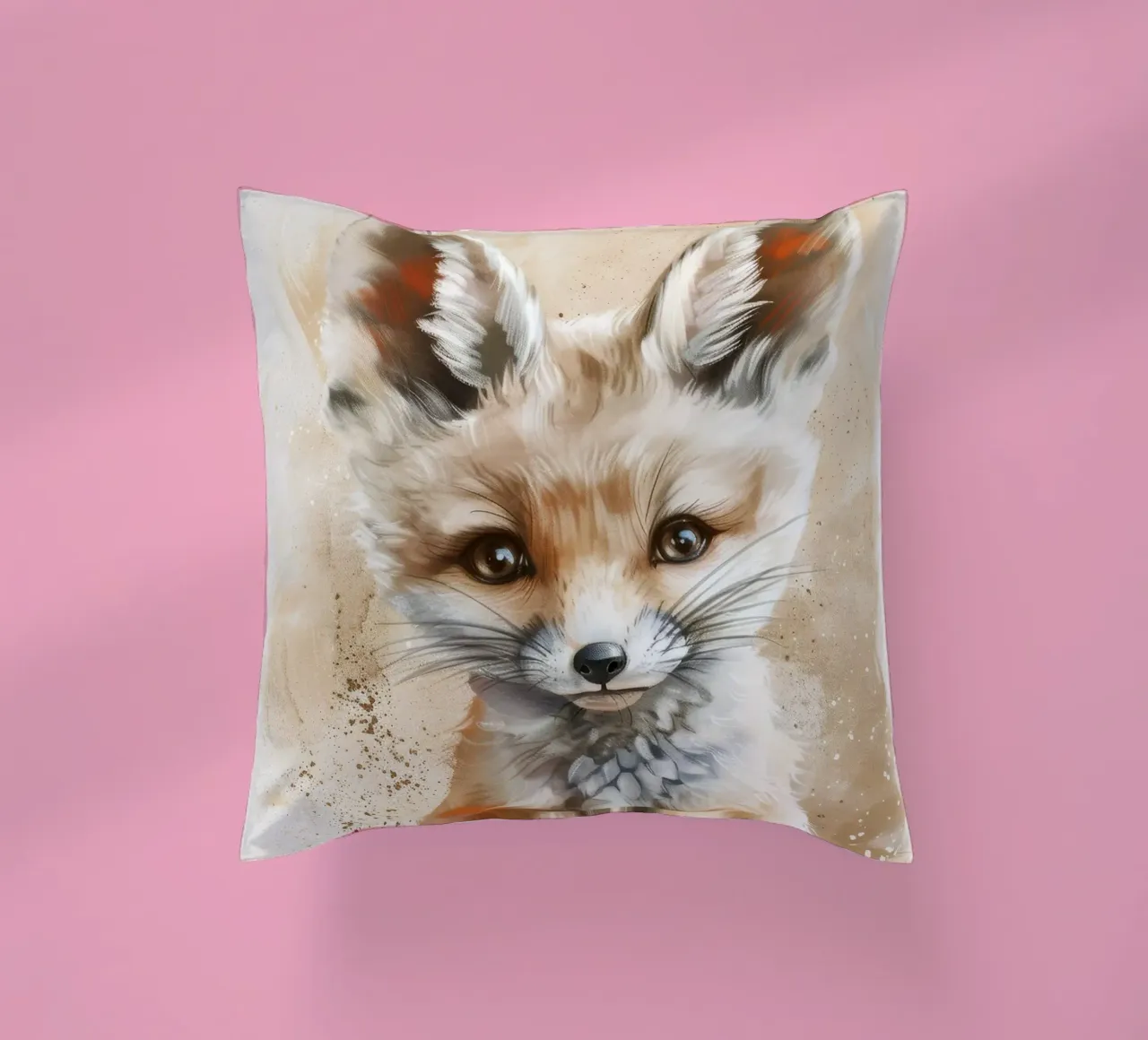 Simpatica volpe fennec con grandi orecchie e occhi espressivi cuscino da DesignDoodle