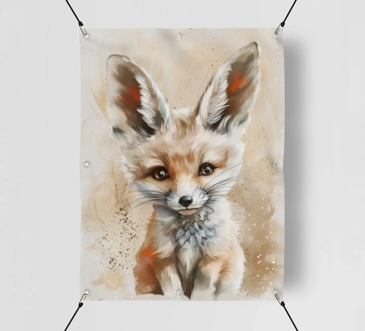 Simpatica volpe fennec con grandi orecchie e occhi espressivi telo in pvc da DesignDoodle