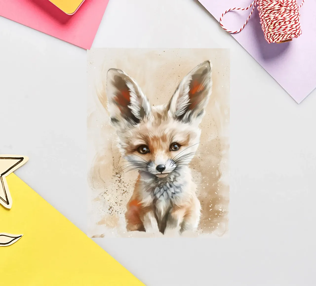 Simpatica volpe fennec con grandi orecchie e occhi espressivi adesivo da DesignDoodle