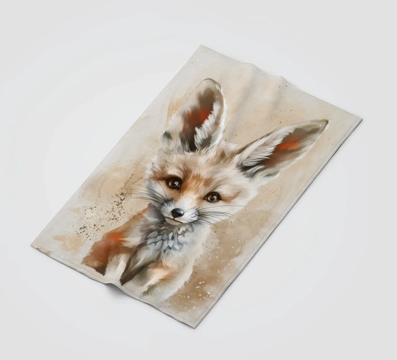Simpatica volpe fennec con grandi orecchie e occhi espressivi coperta in pile da DesignDoodle