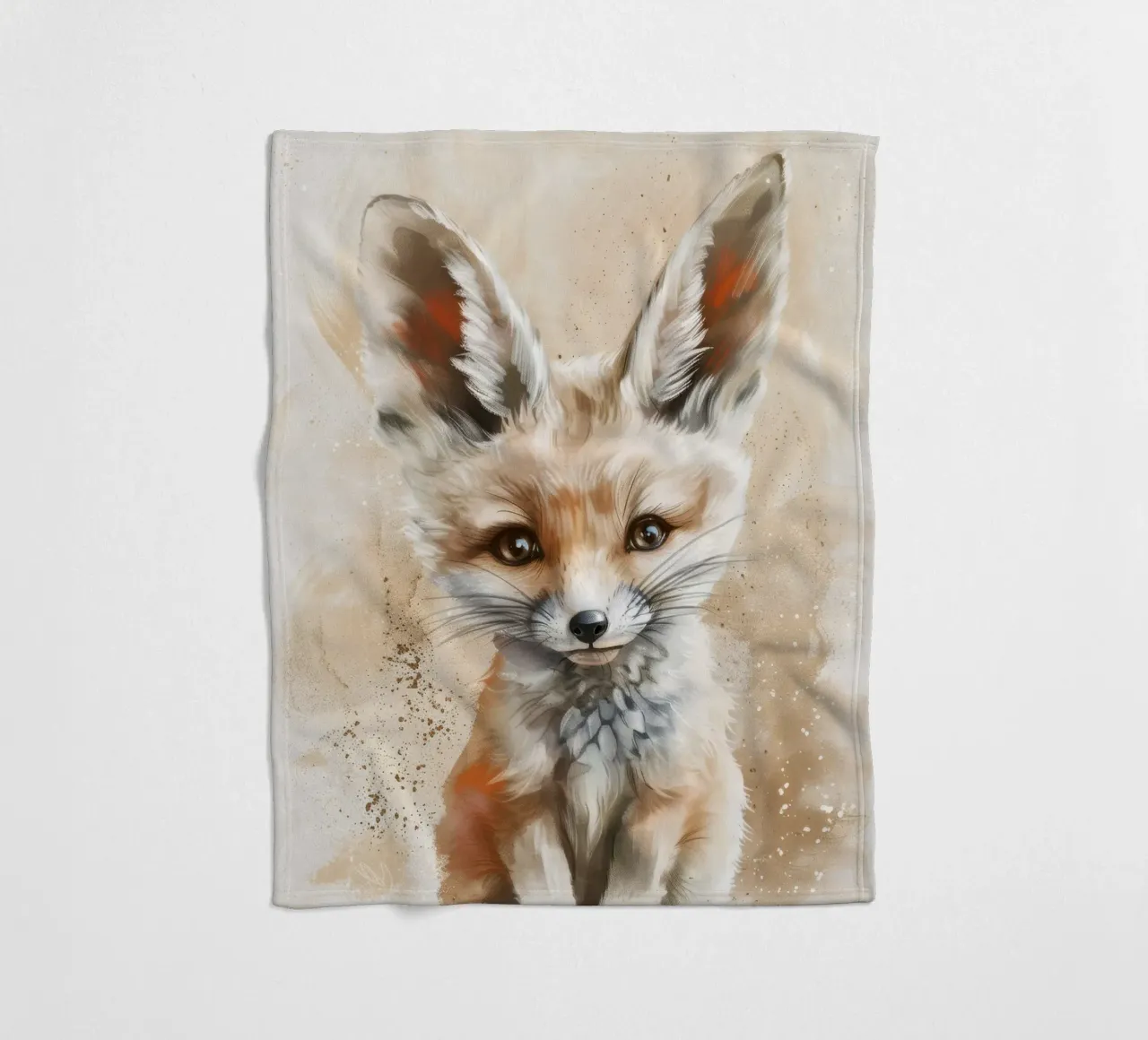 Simpatica volpe fennec con grandi orecchie e occhi espressivi coperta in pile da DesignDoodle