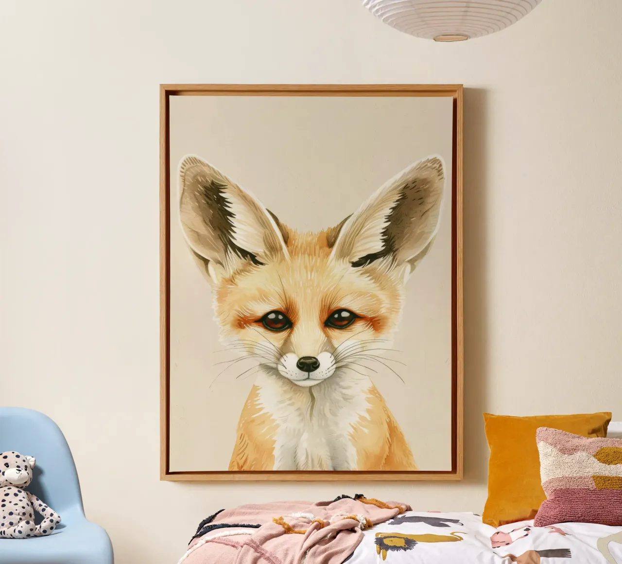 Cute fox with large ears softly gazing canvas by DesignDoodle