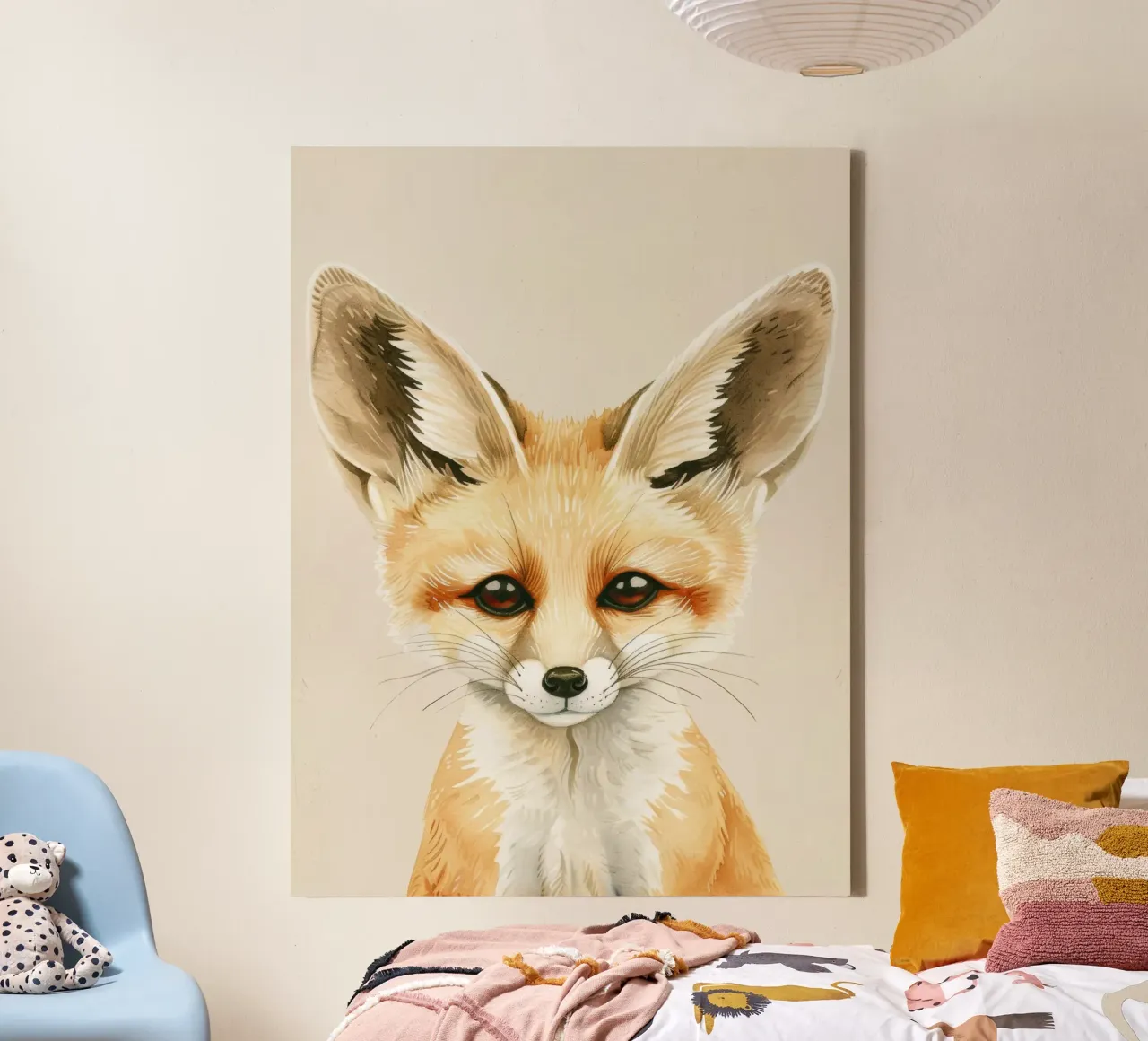 Cute fox with large ears softly gazing canvas by DesignDoodle