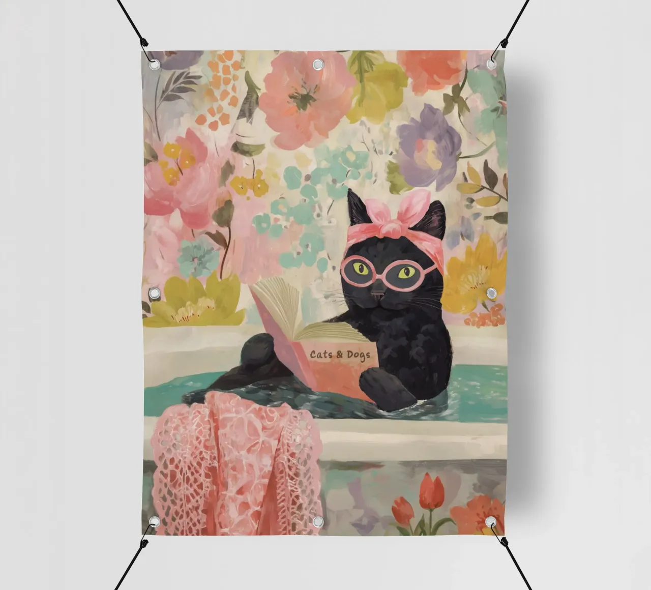 Benessere del gatto con un libro telo in pvc da Carinaprint
