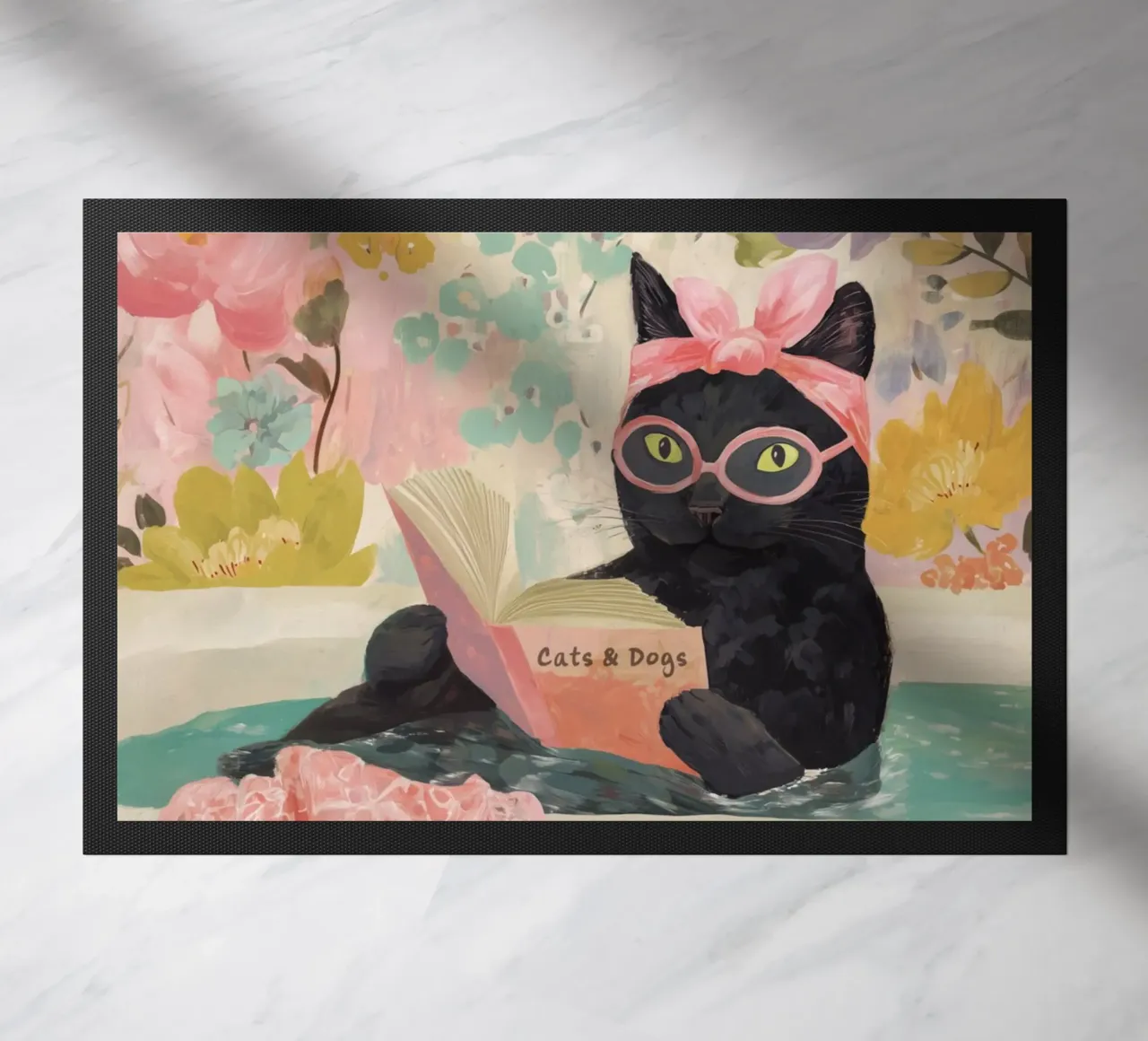 Benessere del gatto con un libro zerbino da Carinaprint